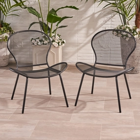 Modern Outdoor Iron Club Chair (Set of 2) - NH053013 outdoor furniture, garden bench