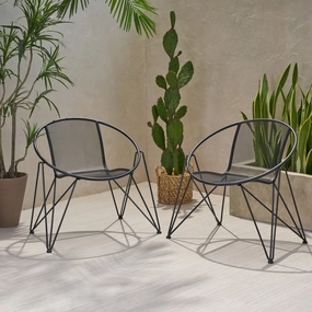 Modern Outdoor Iron Club Chair (Set of 2) - NH243013 outdoor furniture, garden bench