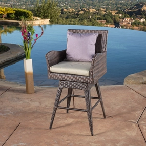 Modern Outdoor Multi-Brown Wicker Swivel Barstool with Tapered Legs - NH083832 outdoor lounge chair, patio sofa