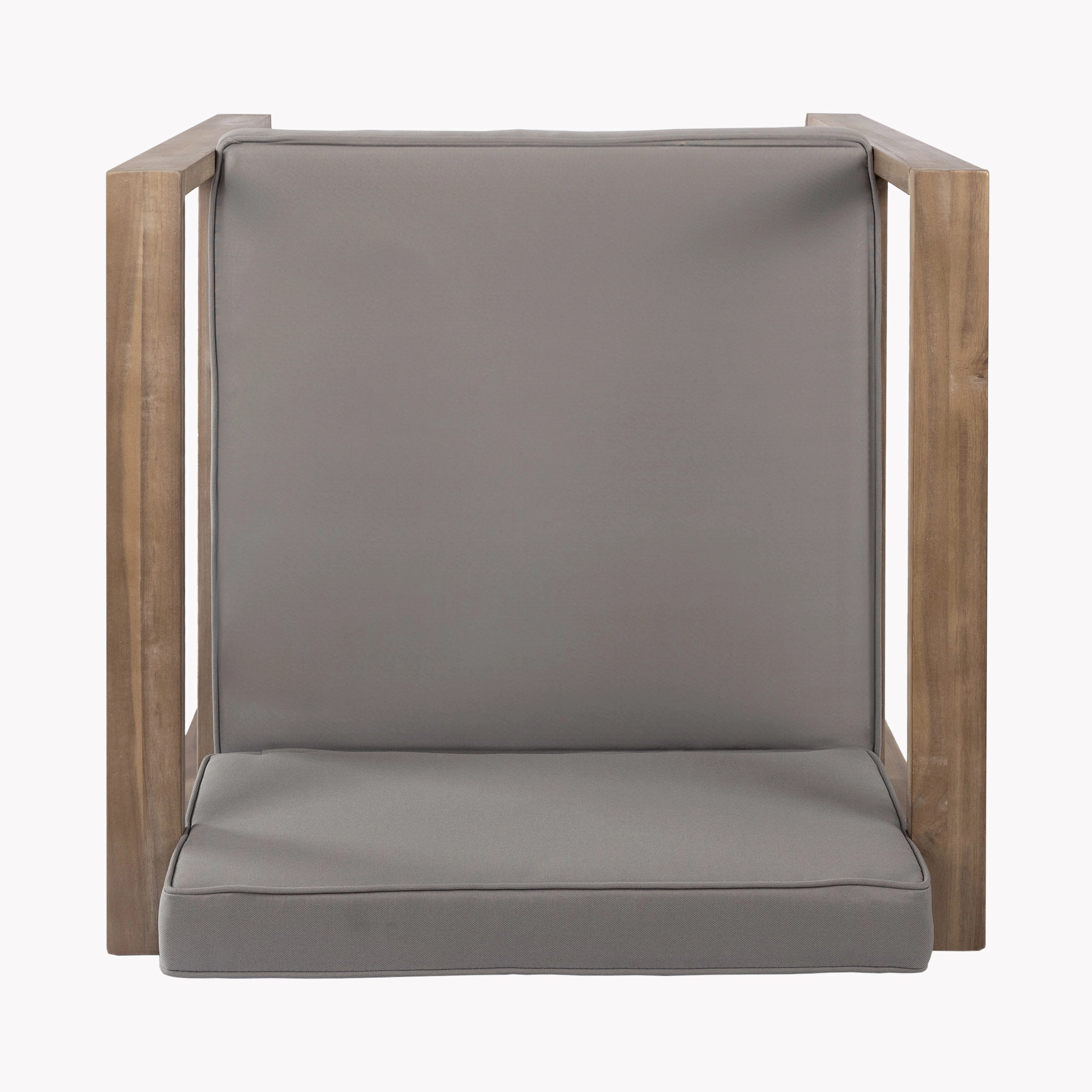 Modern Outdoor Patio Acacia Wood Dining Chairs with Cushions, Set of 2
