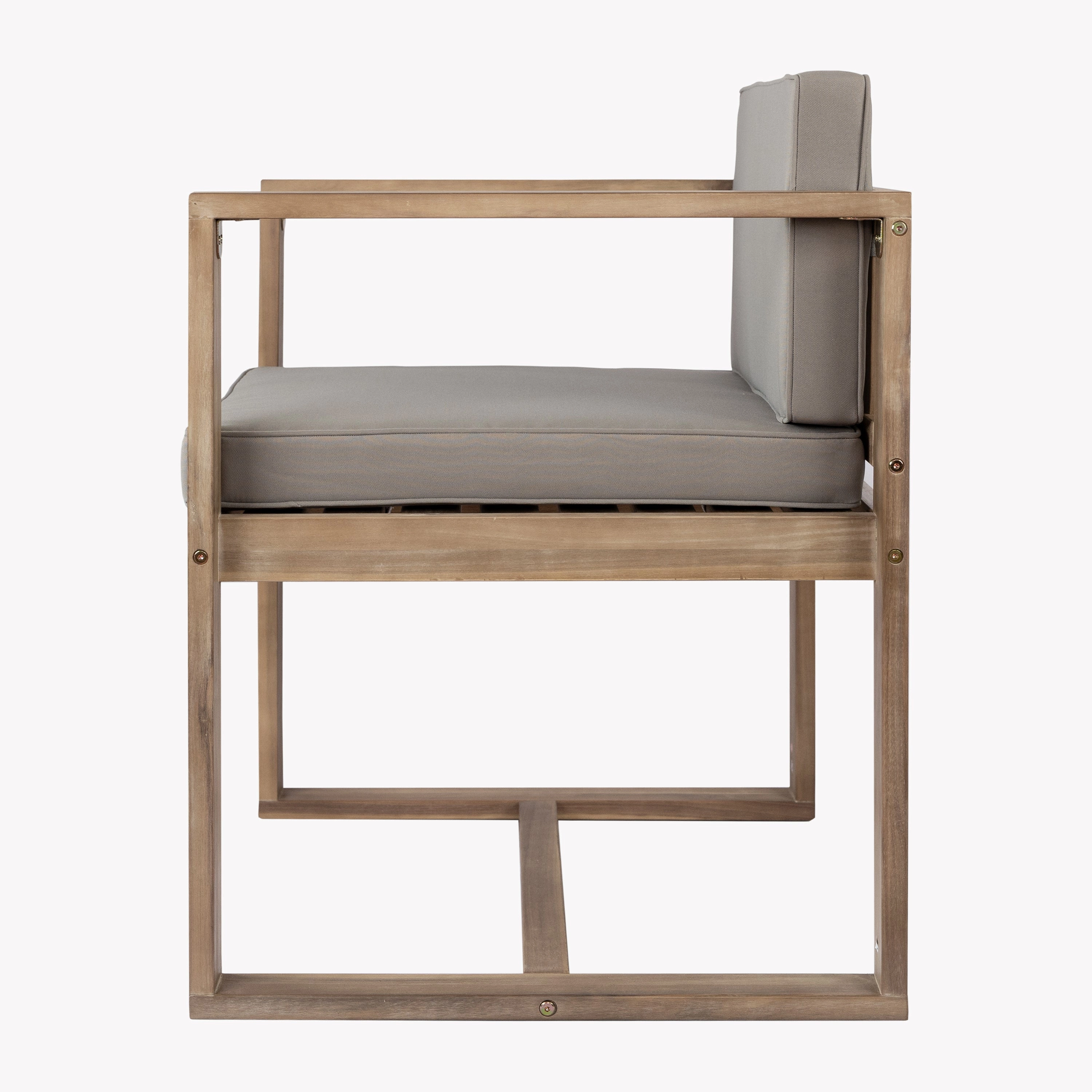 Modern Outdoor Patio Acacia Wood Dining Chairs with Cushions, Set of 2