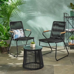 Modern Outdoor Rope Weave Chat Set with Side Table - NH022113 outdoor furniture, garden bench