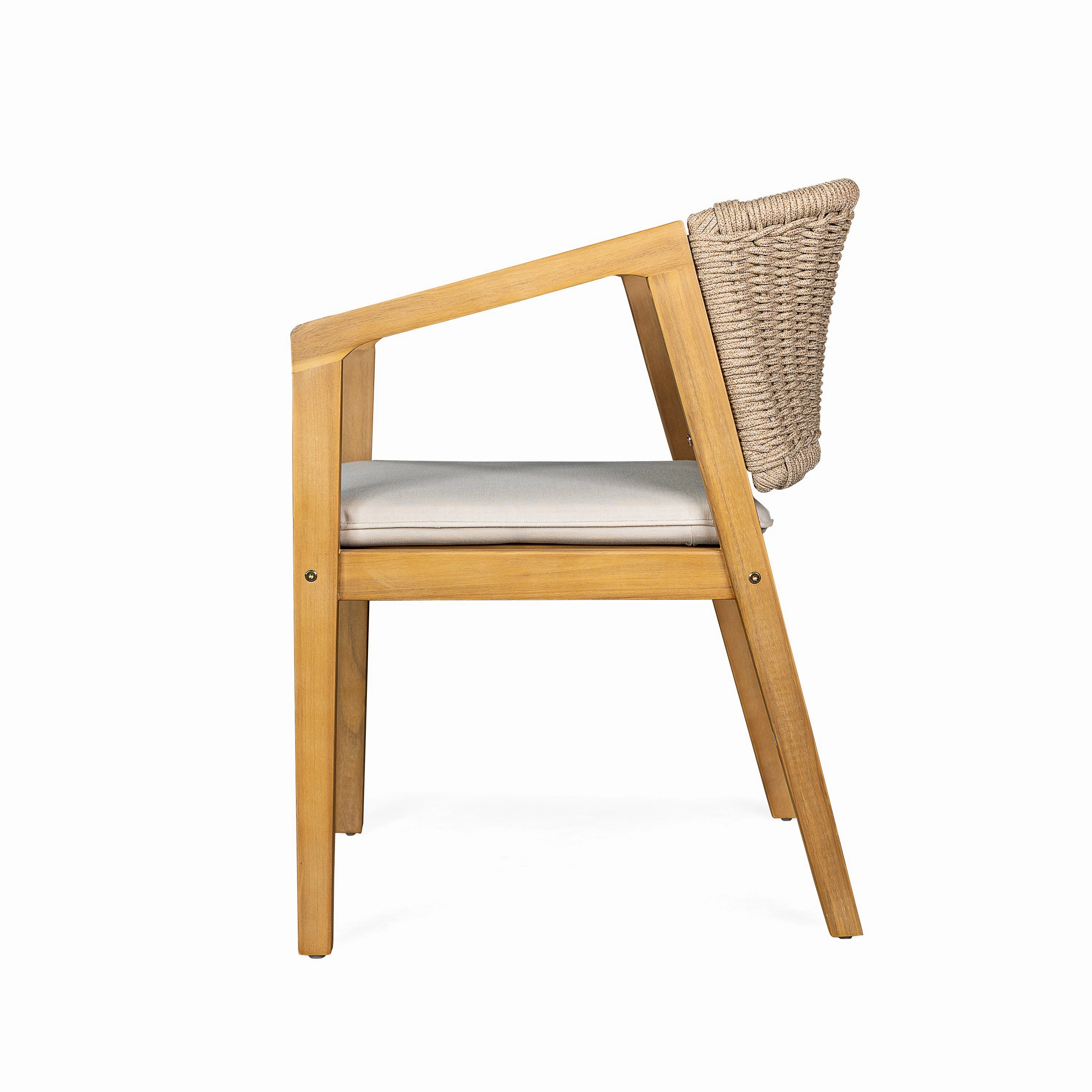 Modern Outdoor Rope Weave Dining Chairs with Cushion, Set of 2