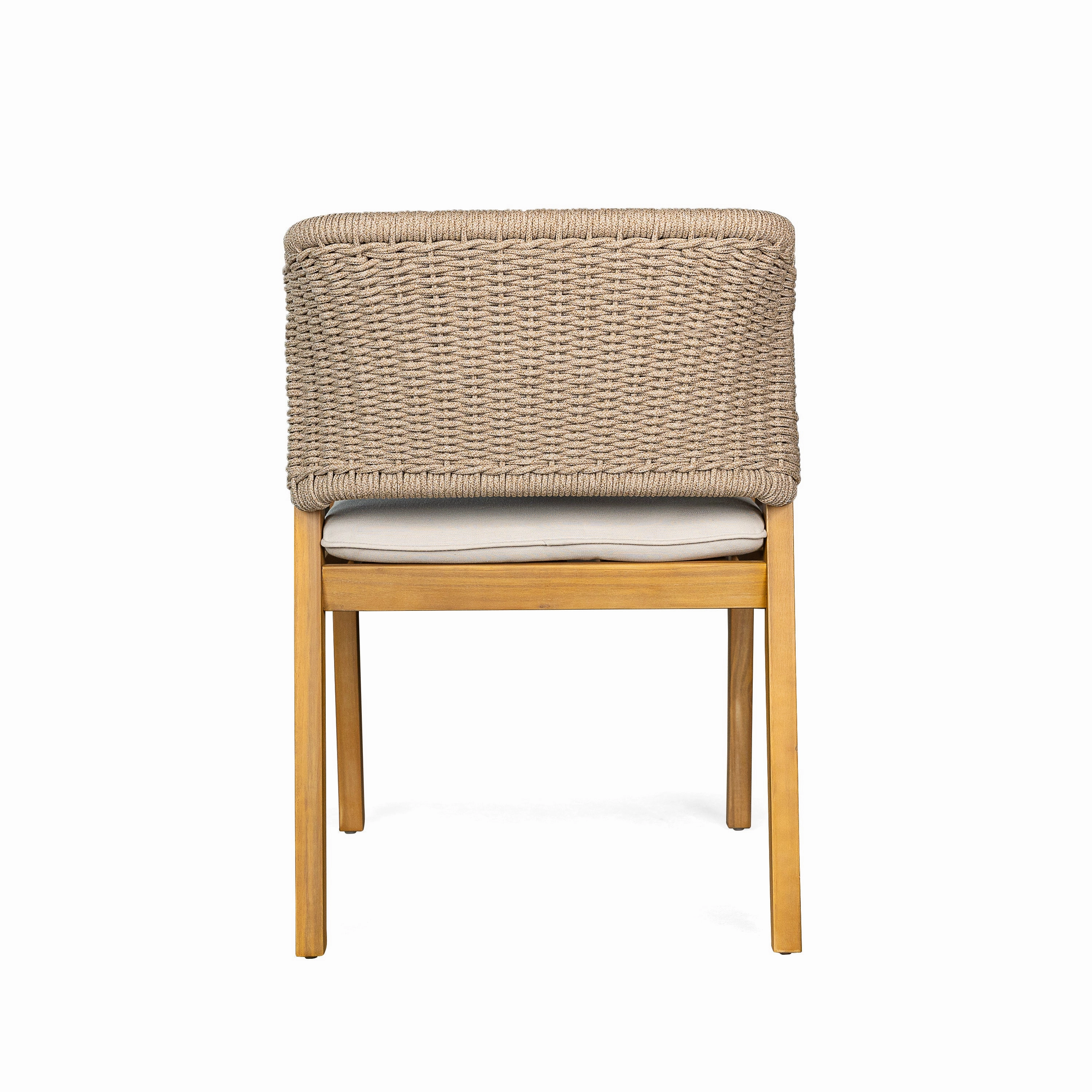 Modern Outdoor Rope Weave Dining Chairs with Cushion, Set of 2