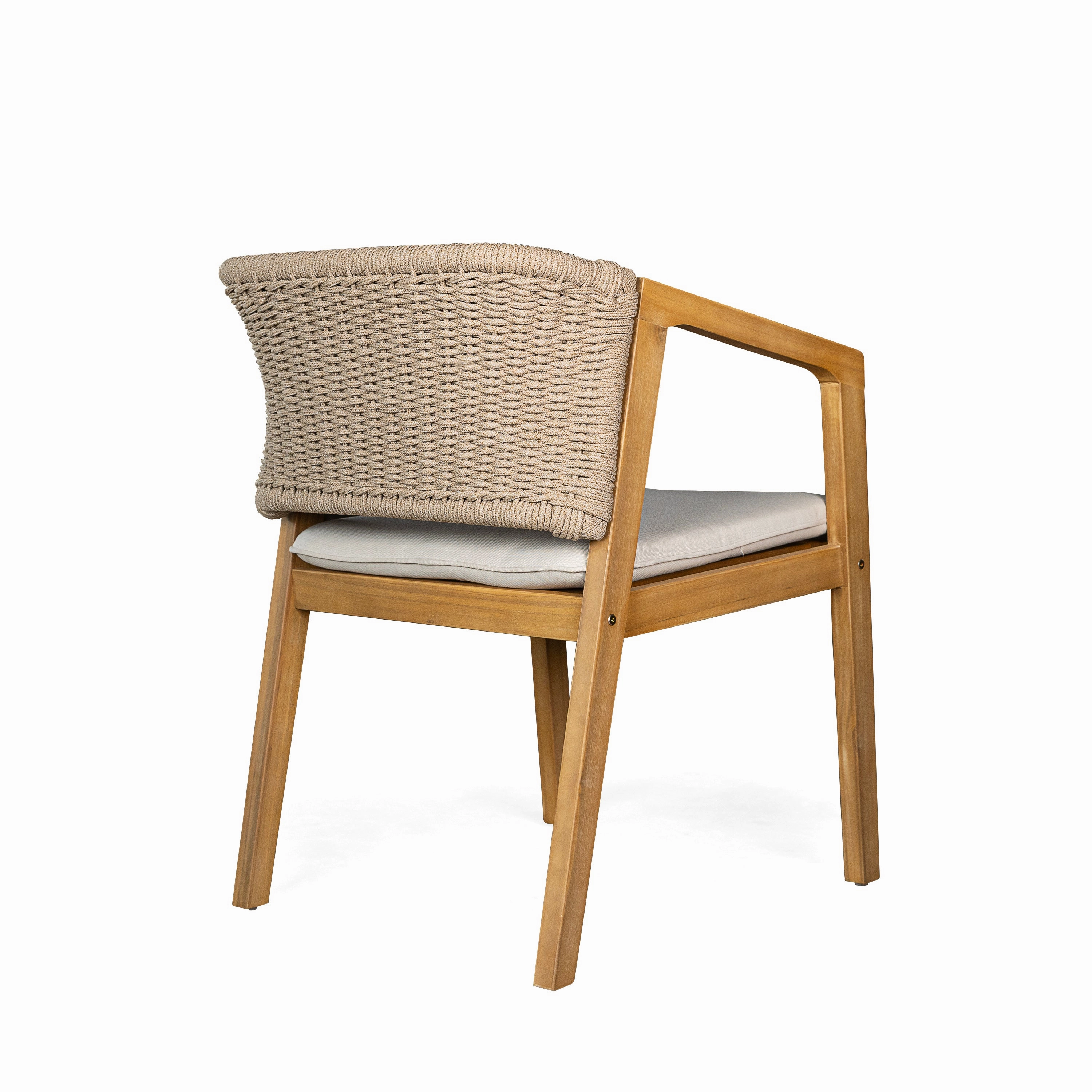 Modern Outdoor Rope Weave Dining Chairs with Cushion, Set of 2