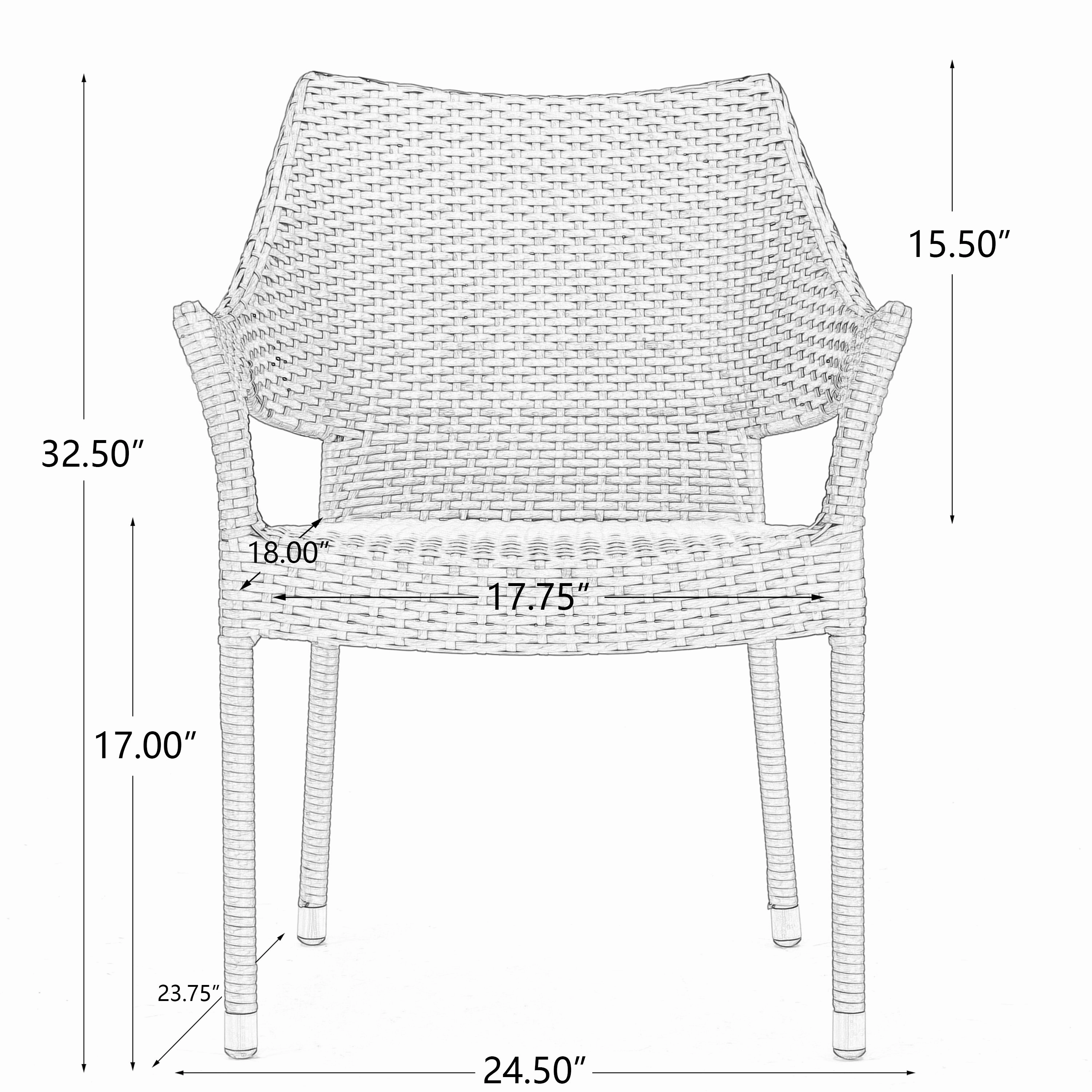 Modern Outdoor Wicker Stacking Armchairs (Set of 2) - NH837692