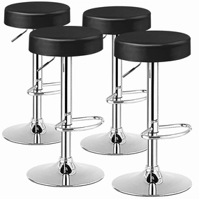 Modern Swivel Backless Round Barstool, PU Leather Armless bar Chair with Height Adjustable, Chrome Footrest kitchen towel, placemats