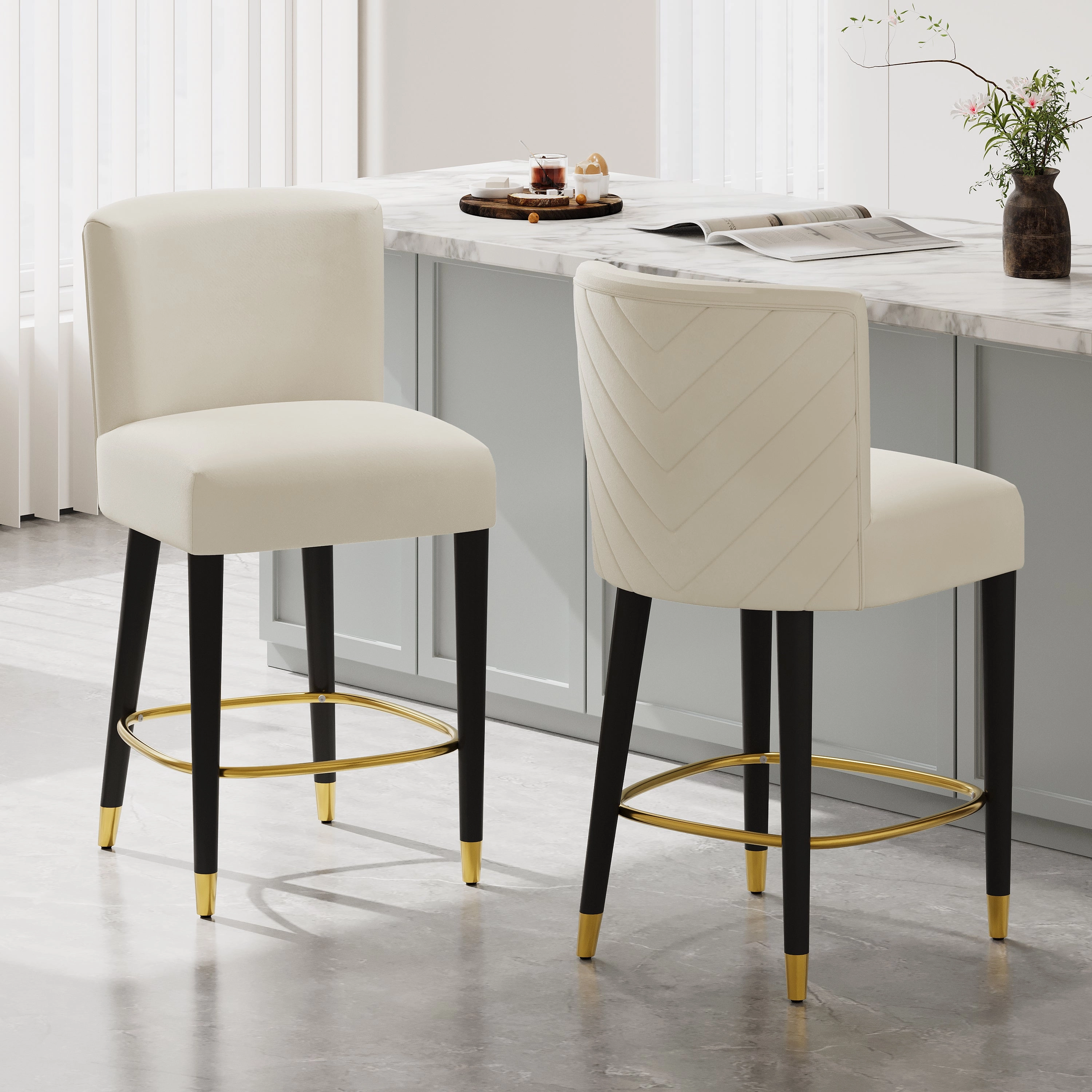 Modern Upholstered Tufted Bar Stools Set of 2 kitchen accessories, table linens