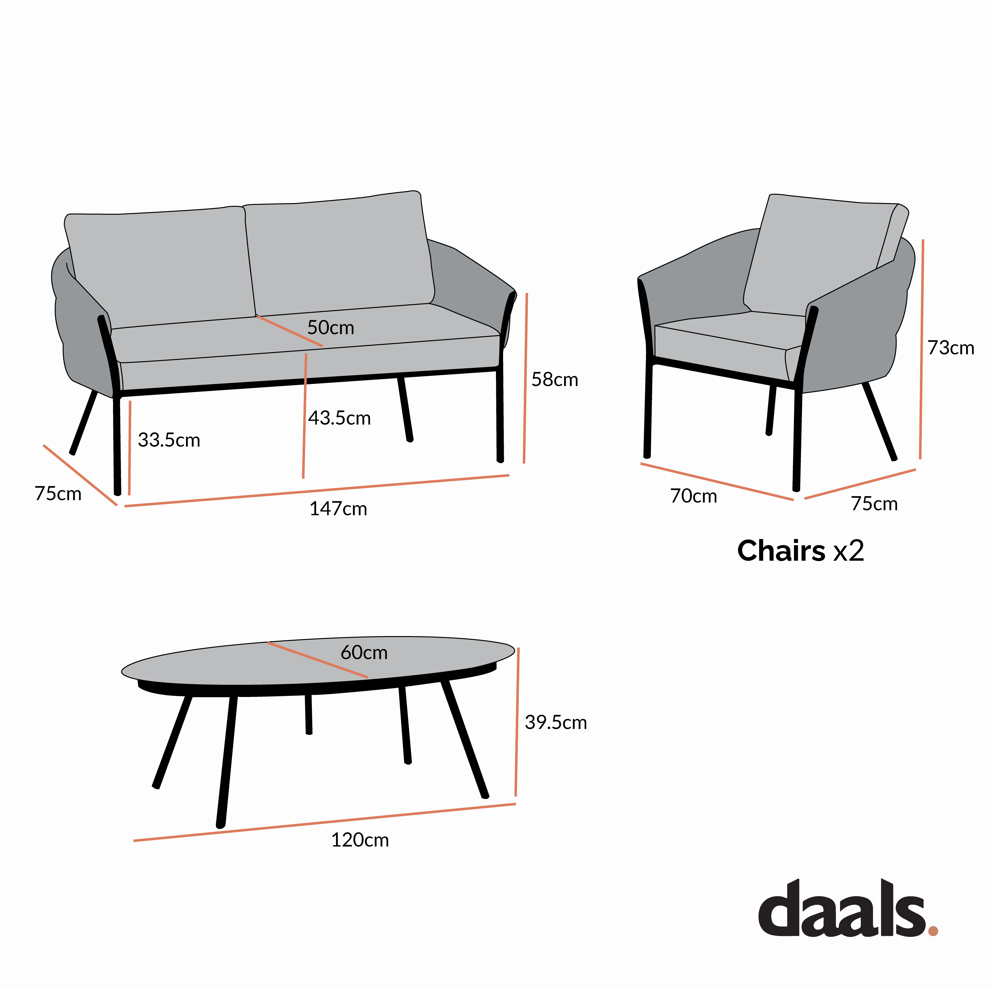 Montebello 4-Seater Outdoor Black Rope and Aluminium Sofa Set with Grey Ceramic Coffee Table