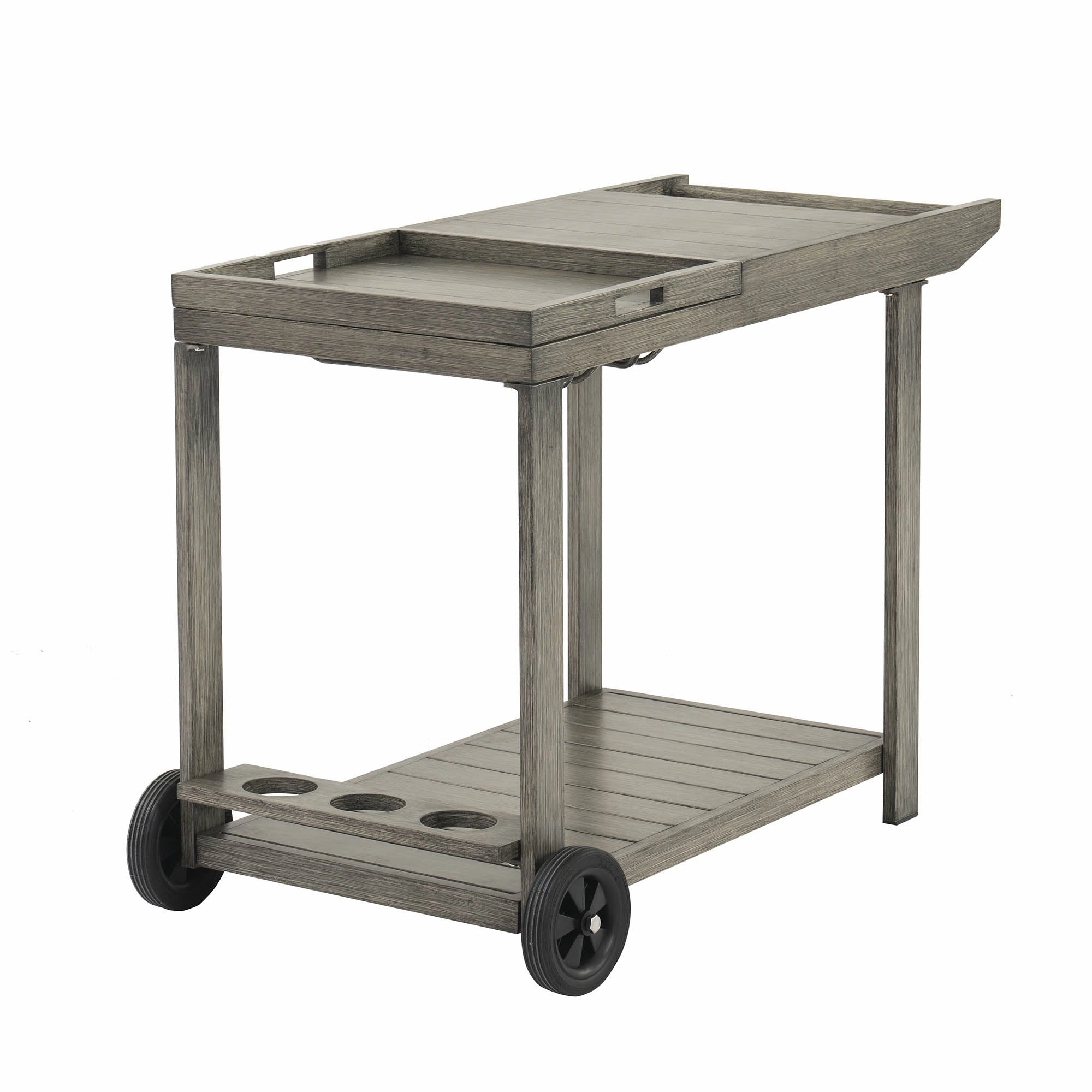 Montrose Aluminium Outdoor Bar Cart, Brushed Silver Oak