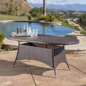 Multi Brown PE Oval Dining Table - NH515692 outdoor lounge chair, patio sofa