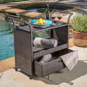 Multi-Brown Wicker Bar Cart - NH156592 outdoor lounge chair, patio sofa