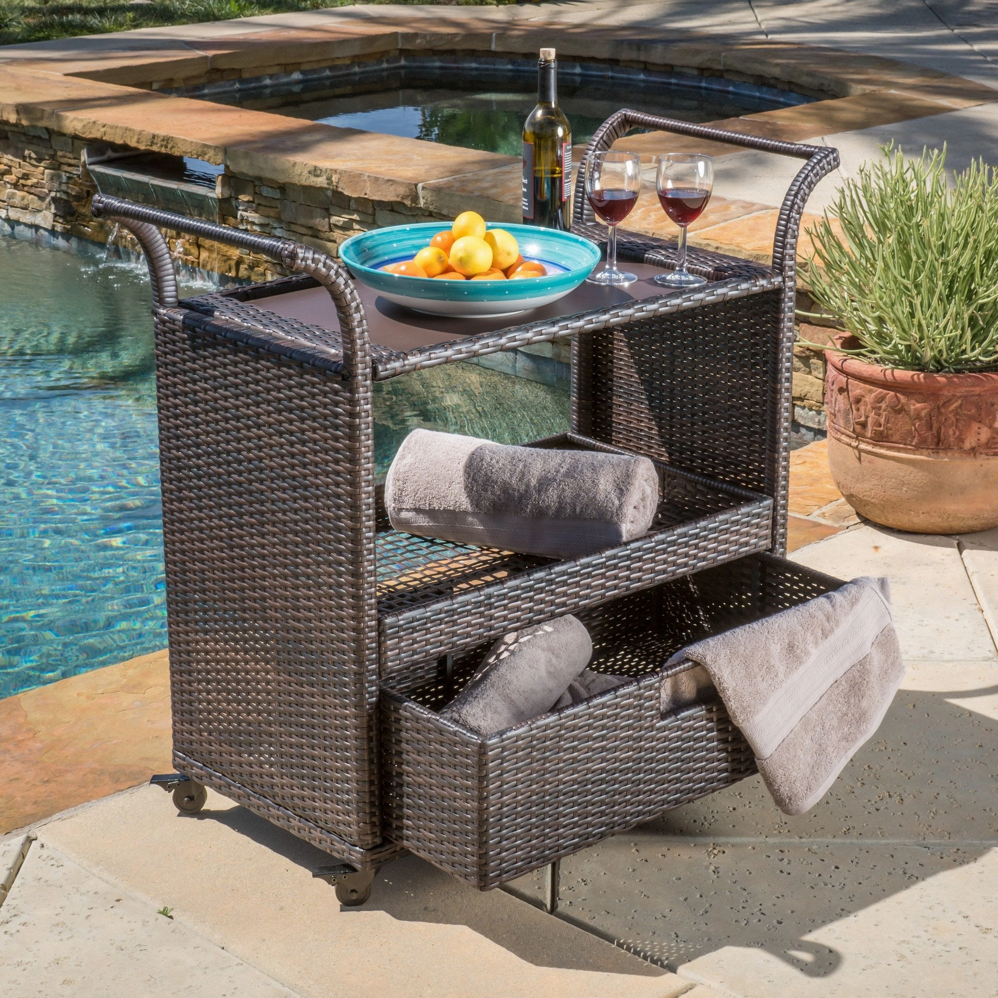 Multi-Brown Wicker Bar Cart - NH156592 outdoor lounge chair, patio sofa