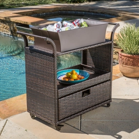 Multi-Brown Wicker Bar Cart - NH536592 outdoor lounge chair, patio sofa