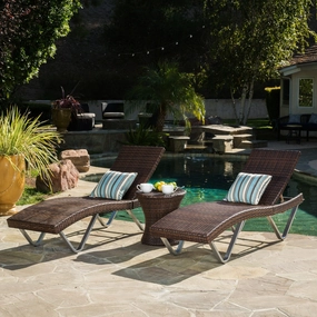 Multibrown 3pc Chaise Lounge Chair and Table - NH022692 patio umbrella, gazebo