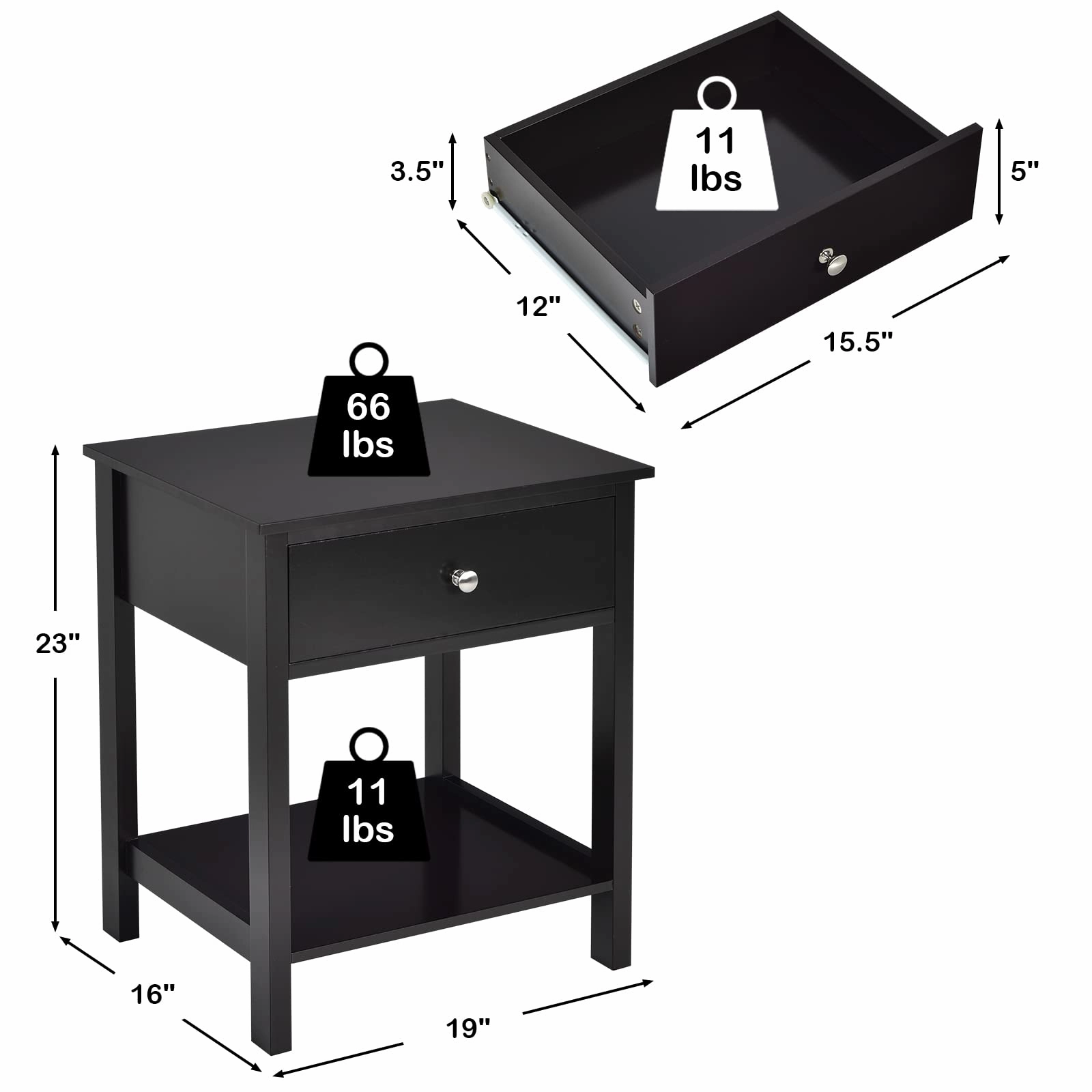 Multifunctional Bedside Sofa Side Table, Accent Home Furniture w/Stable Frame
