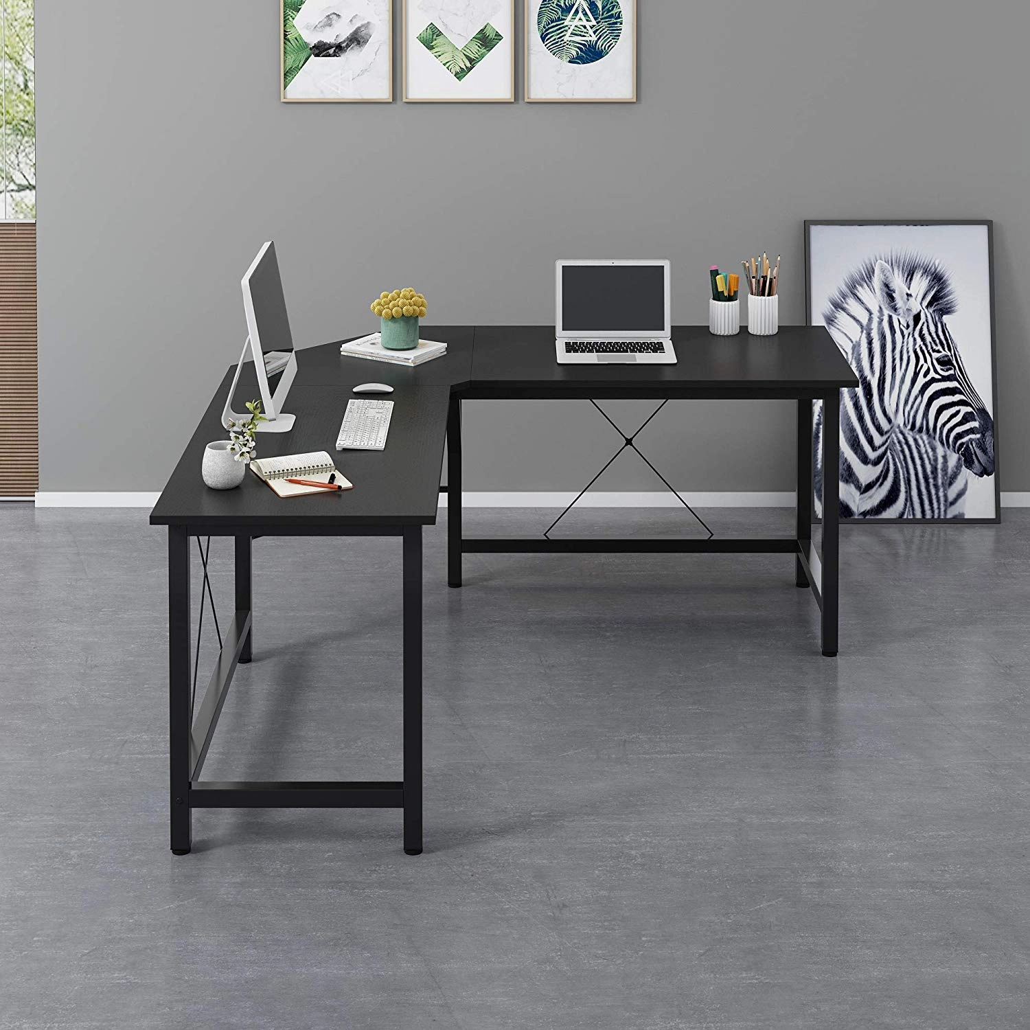 Munich L-Shaped Corner Desk in Black