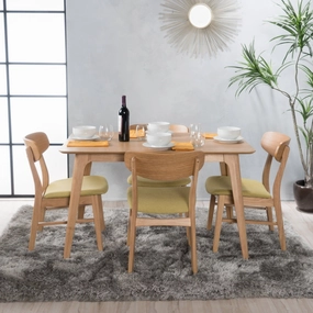 Natural Oak Finish 50-inch Rectangular 5 Piece Dining Set - NH733992 kitchen accessories, table linens