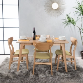 Natural Oak Finish 50-inch Rectangular 5 Piece Dining Set - NH843992 kitchen accessories, table linens