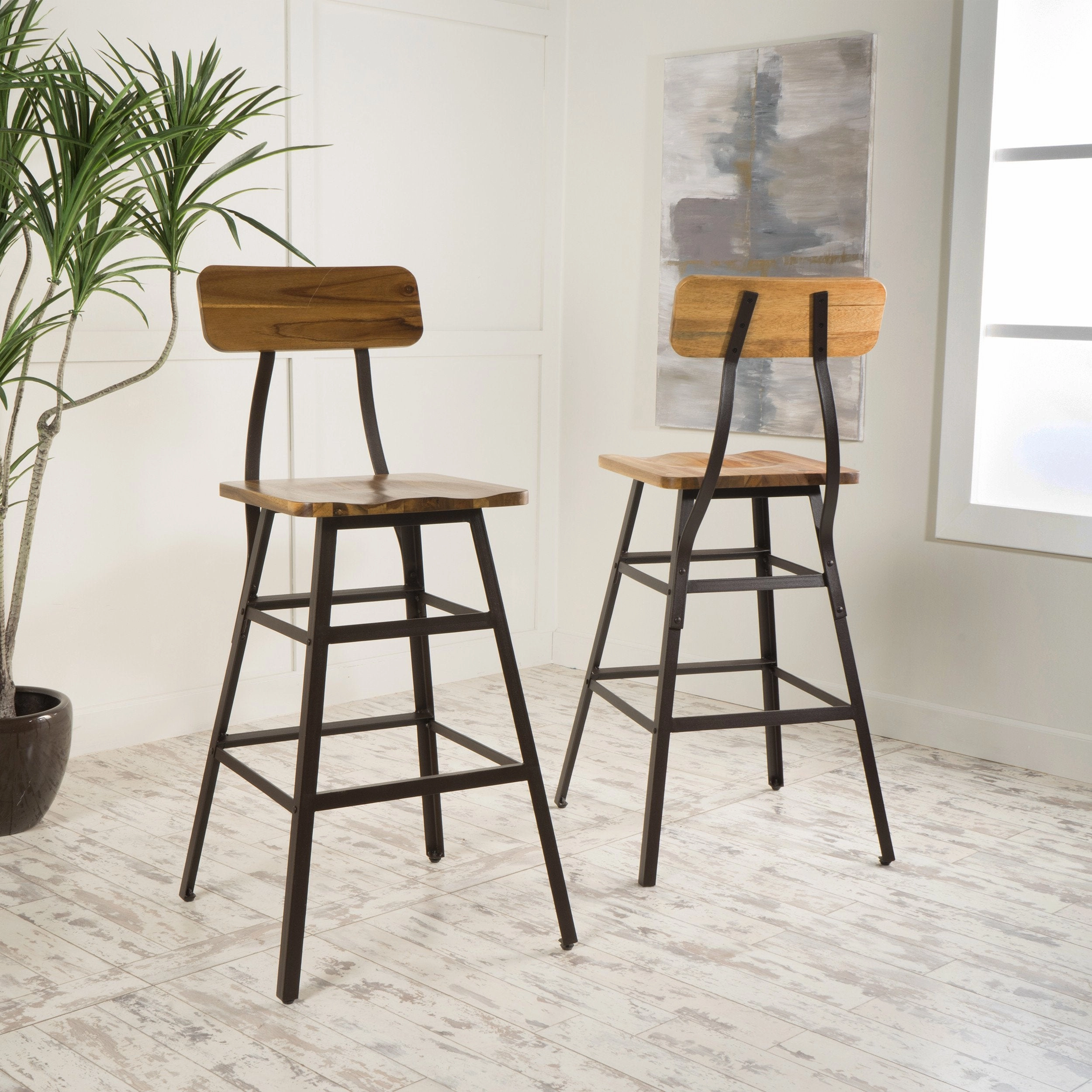 Natural Stained Laminated Acacia 28-Inch Bar Chair (Set of 2) - NH278892 kitchen accessories, table linens