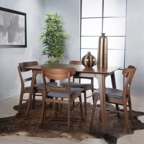 Natural Walnut Finish 50-inch Rectangular 5 Piece Dining - NH253992 kitchen accessories, table linens
