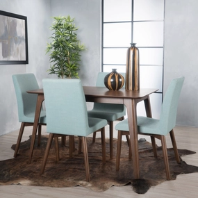 Natural Walnut Finish 50-inch Rectangular 5 Piece Dining Set - NH163992 kitchen accessories, table linens