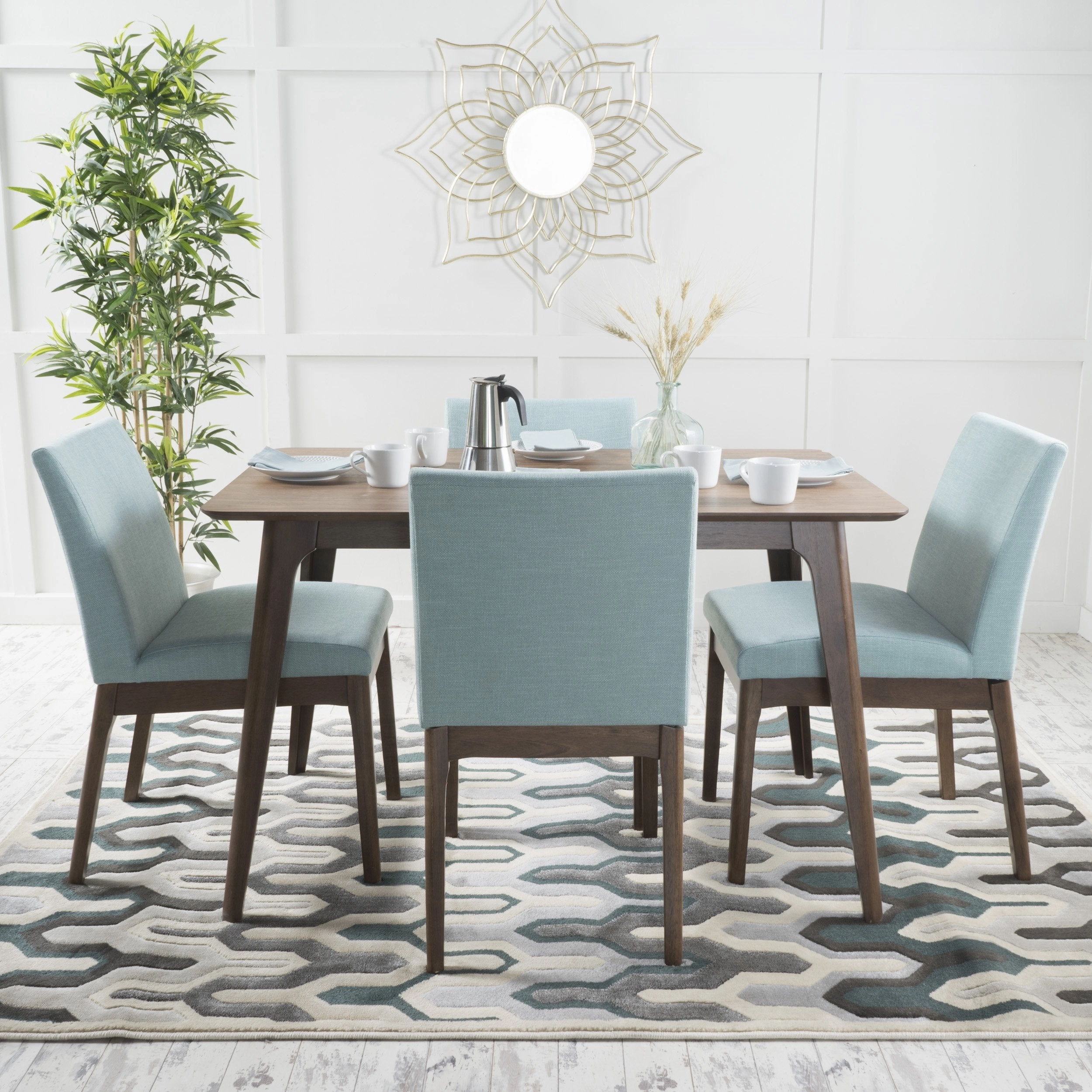 Natural Walnut Finish 50-inch Rectangular 5 Piece Dining Set - NH553992 kitchen accessories, table linens