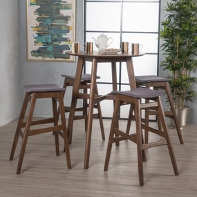Natural Walnut Finish Circular 5 Piece Bar Height Dining Set - NH862992 kitchen accessories, table linens