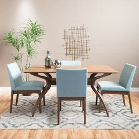 Natural Wood Finish Curved Leg Rectangular 5 Piece Dining Set - NH013992 kitchen accessories, table linens