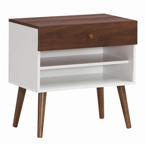 Nightstand with Drawer and Storage Shelves & Rubber Wood Legs, Brown&White office chair, ergonomic chair