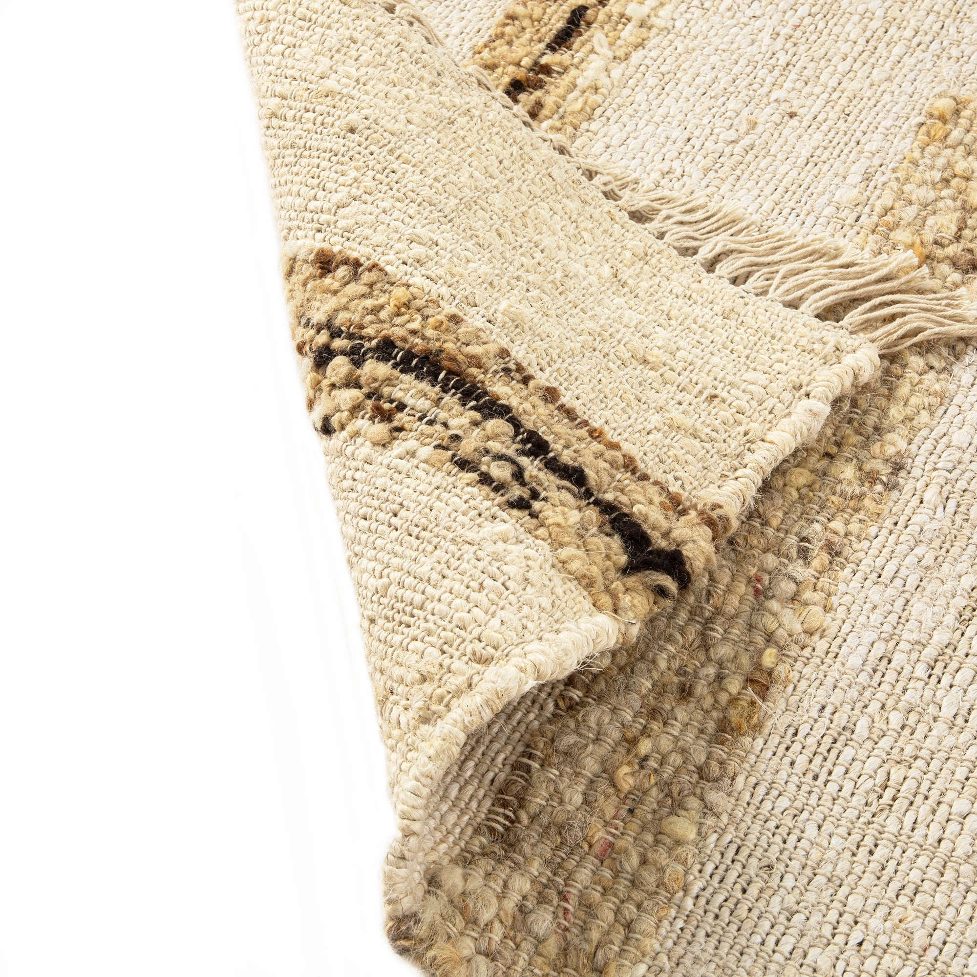 Noa Linear Cream Handwoven Wool Rug