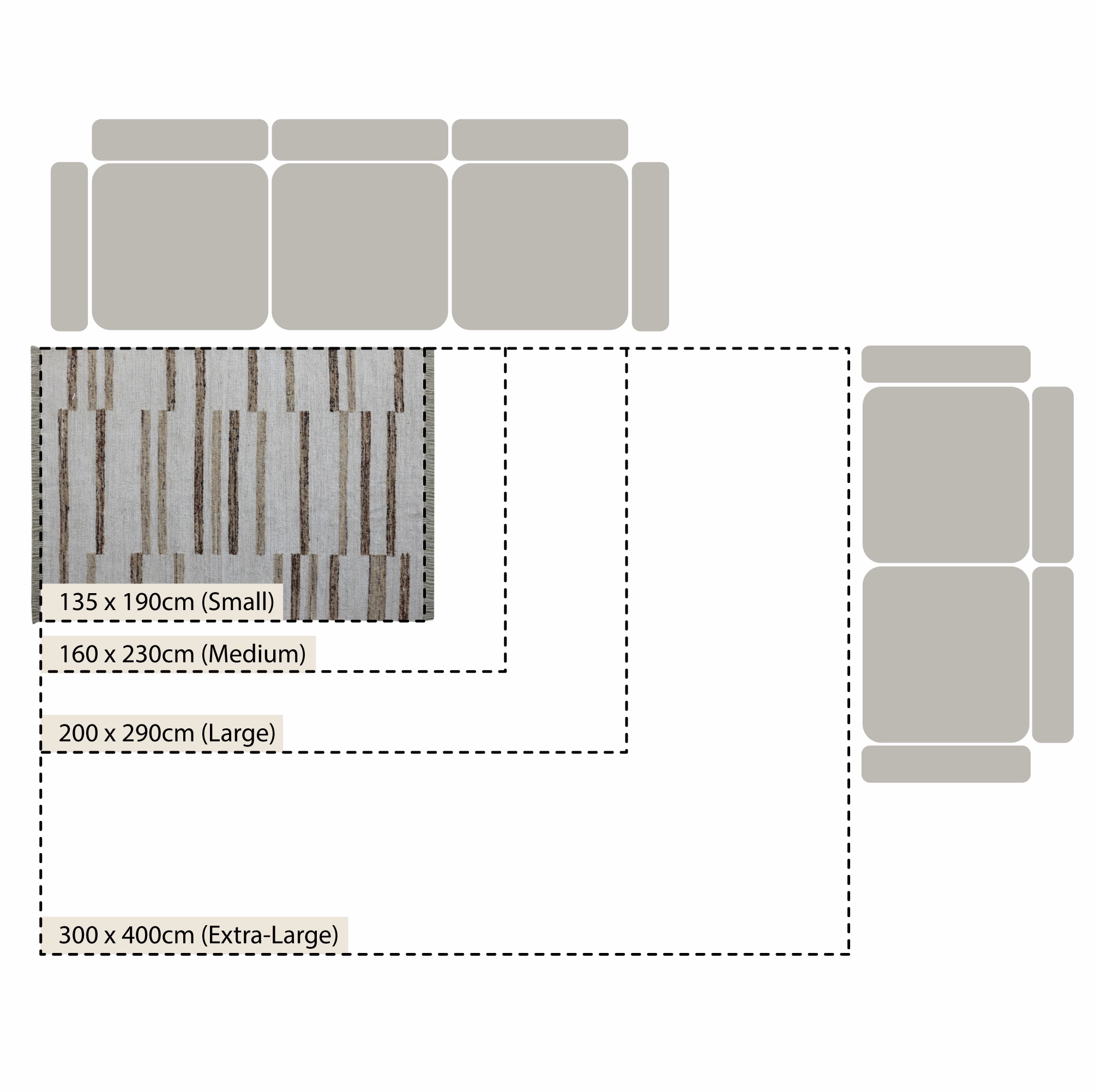 Noa Linear Cream Handwoven Wool Rug