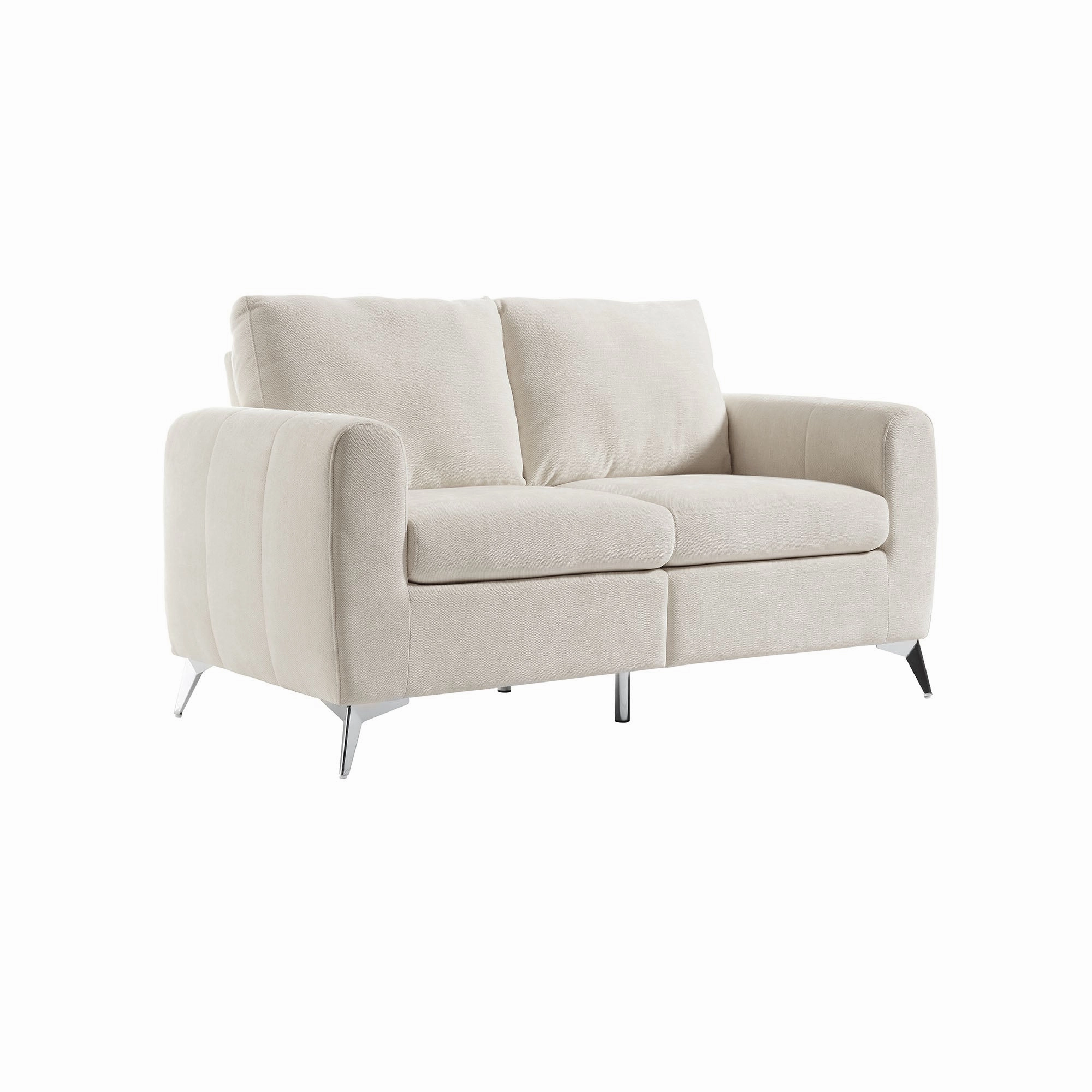 Noak 2-Seater Beige Woven Fabric Sofa with Chrome Legs