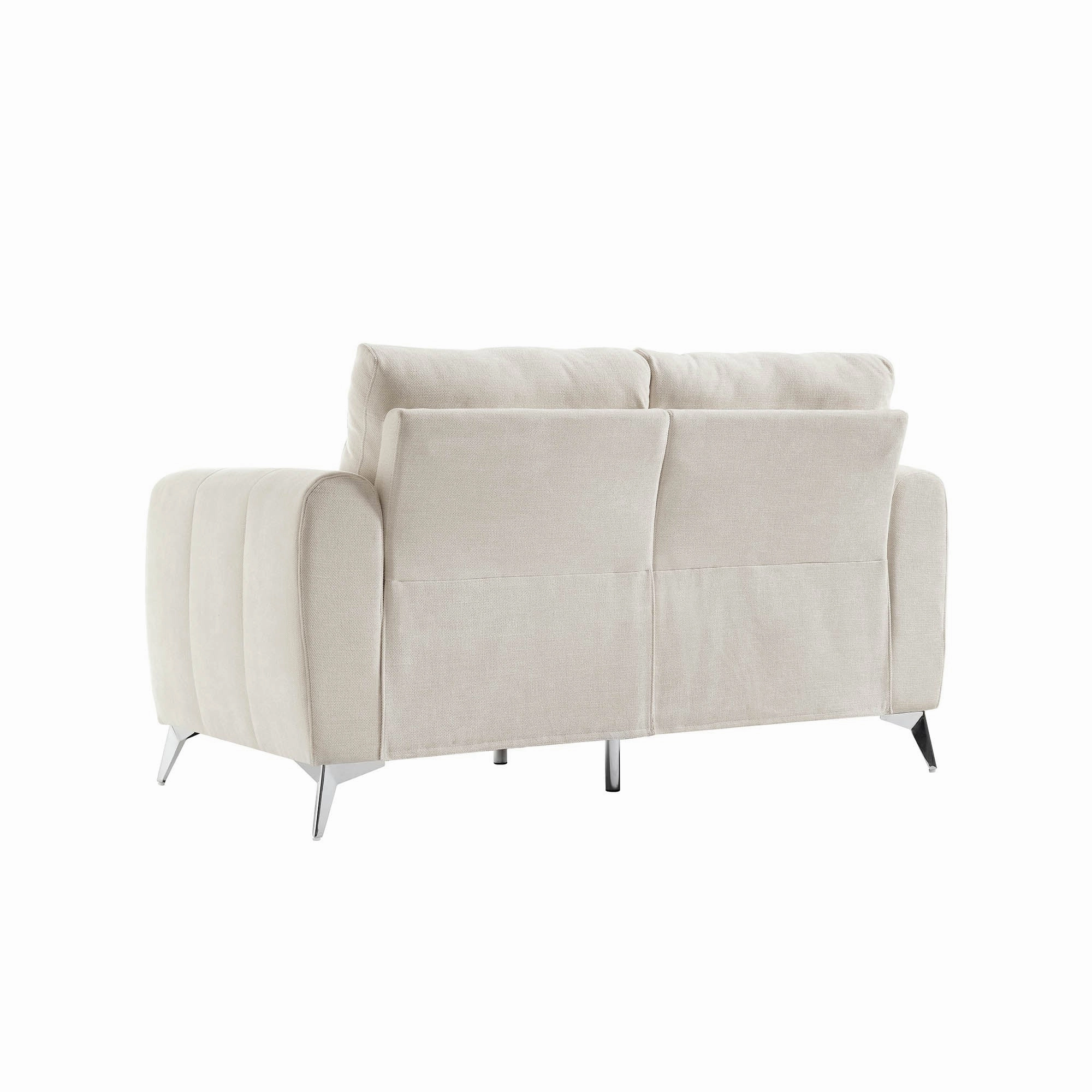 Noak 2-Seater Beige Woven Fabric Sofa with Chrome Legs