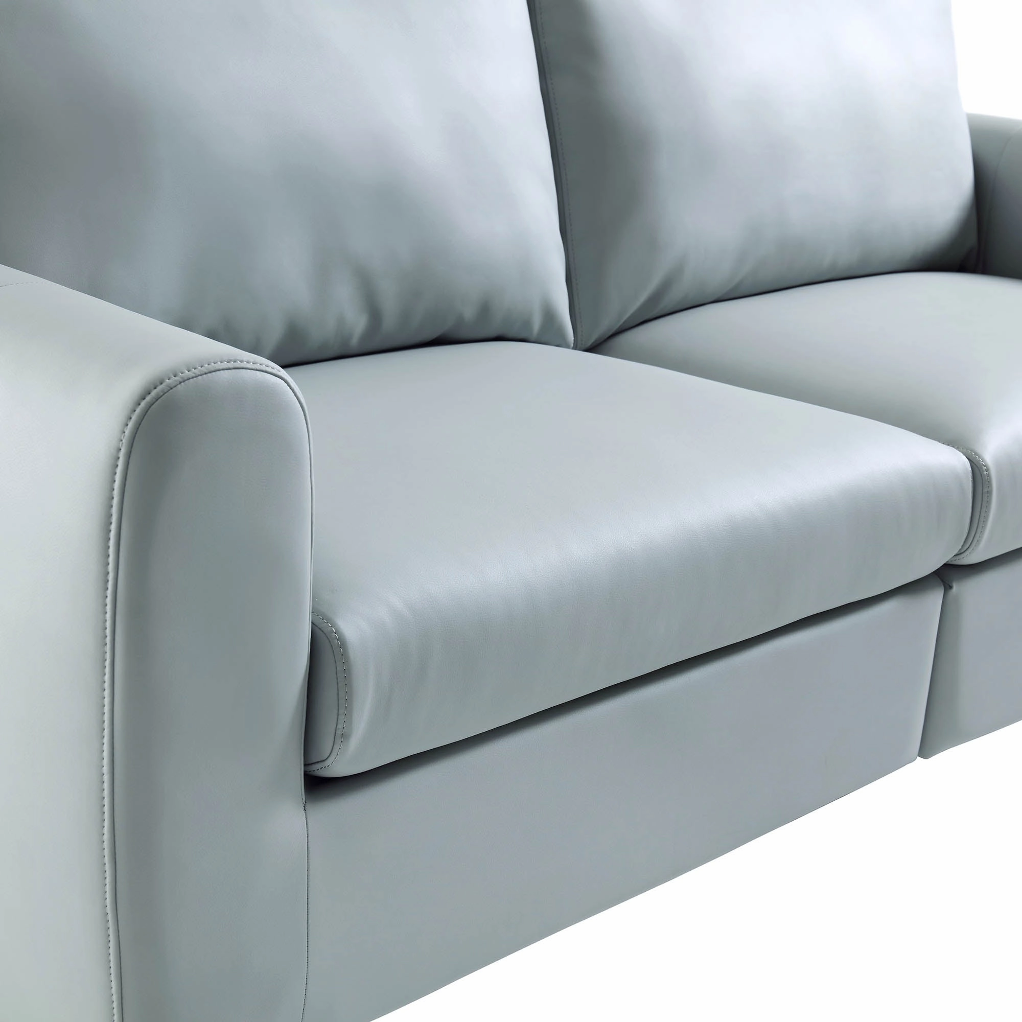 Noak 2-Seater Grey Faux Leather Sofa with Chrome Legs
