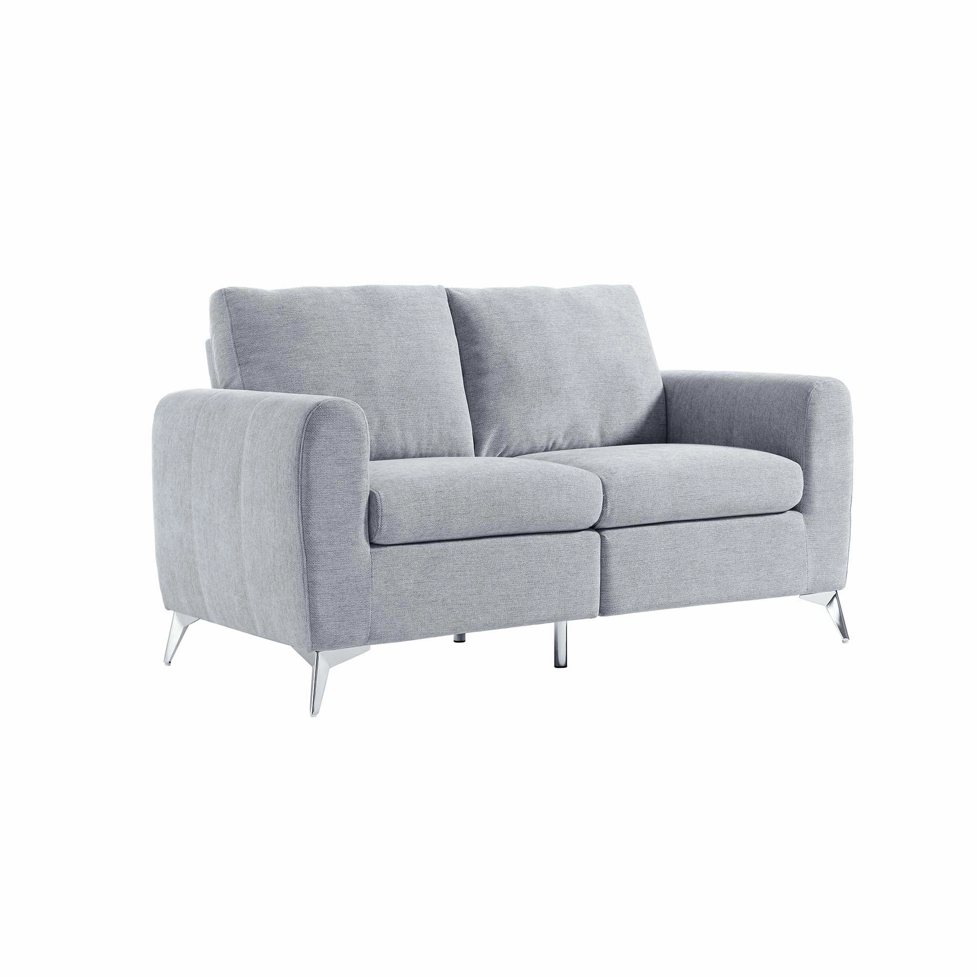 Noak 2-Seater Grey Woven Fabric Sofa with Chrome Legs