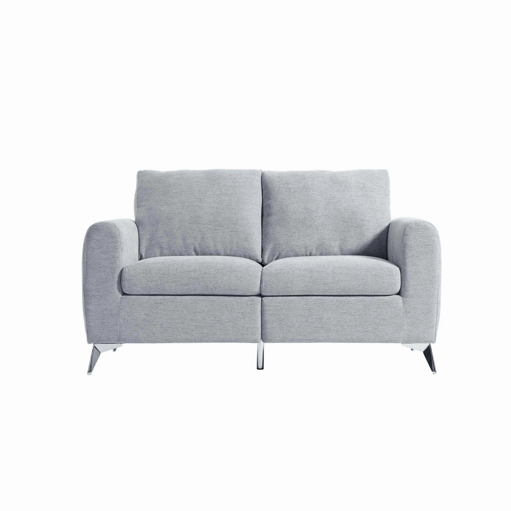 Noak 2-Seater Grey Woven Fabric Sofa with Chrome Legs