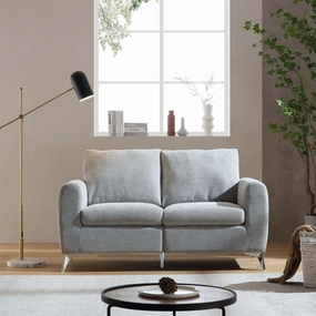 Noak 2-Seater Grey Woven Fabric Sofa with Chrome Legs