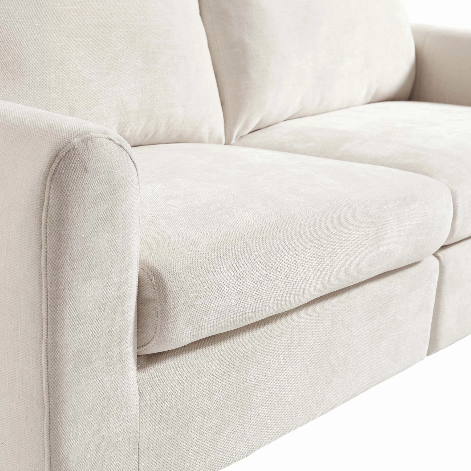 Noak 3-Seater Beige Woven Fabric Sofa with Chrome Legs