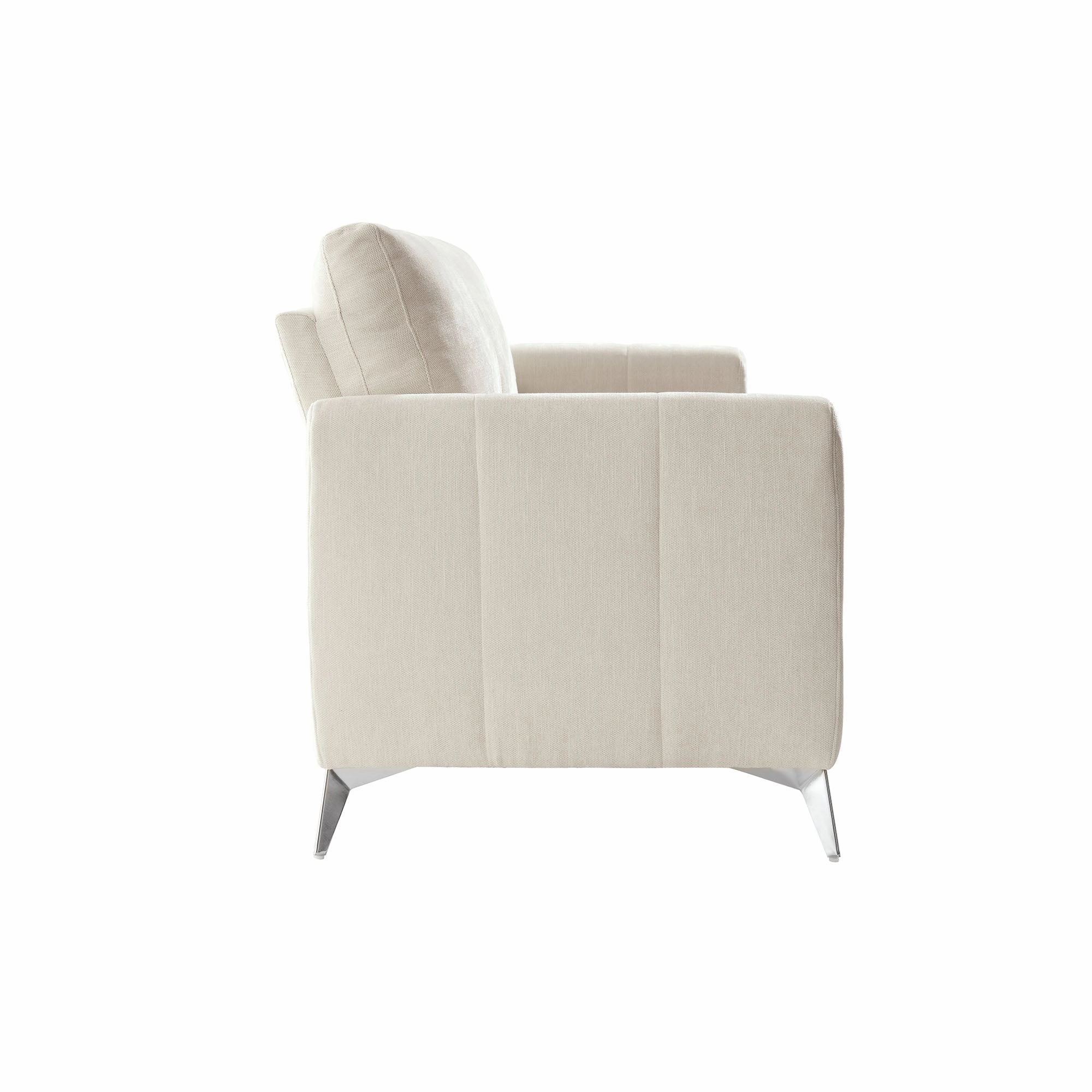 Noak 3-Seater Beige Woven Fabric Sofa with Chrome Legs