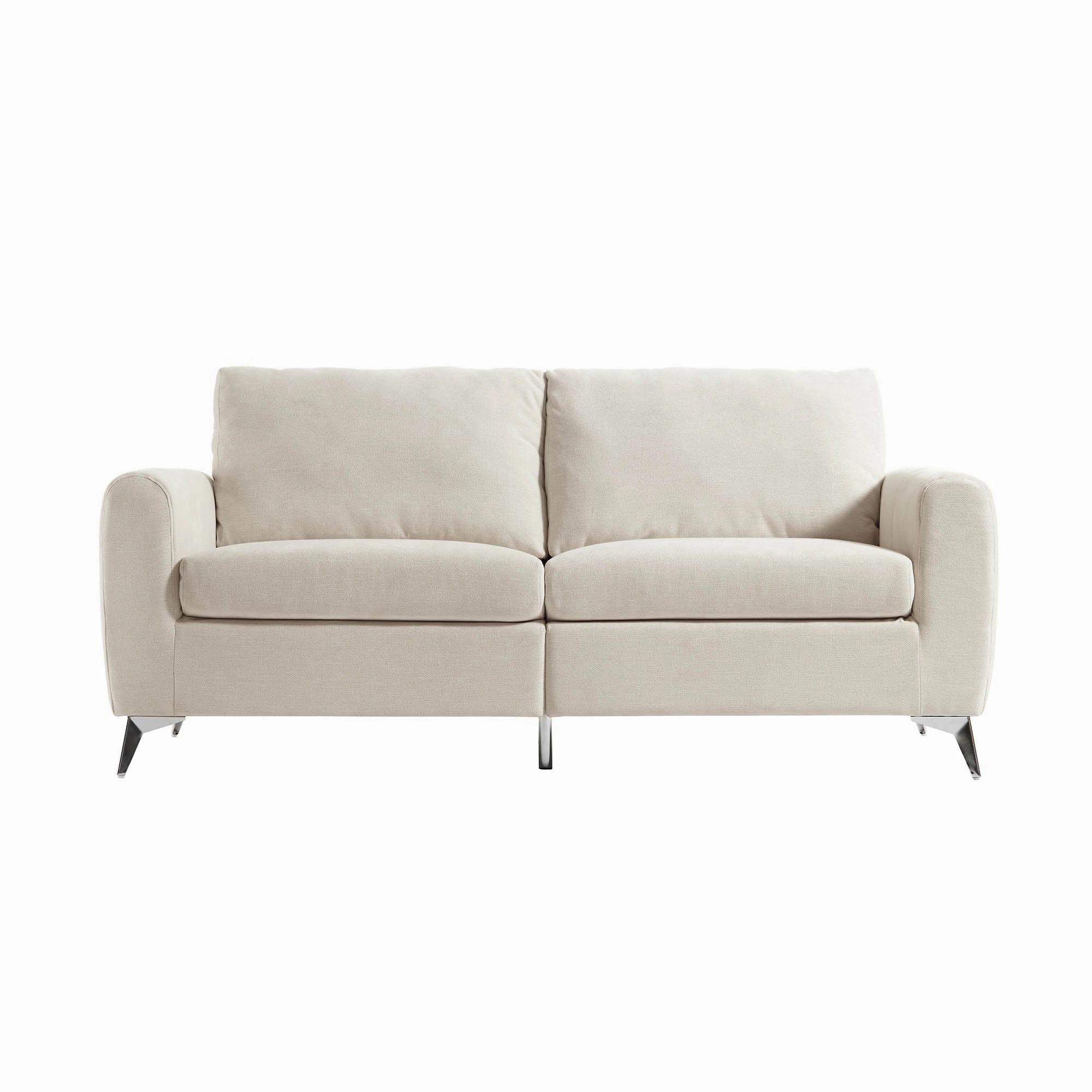 Noak 3-Seater Beige Woven Fabric Sofa with Chrome Legs