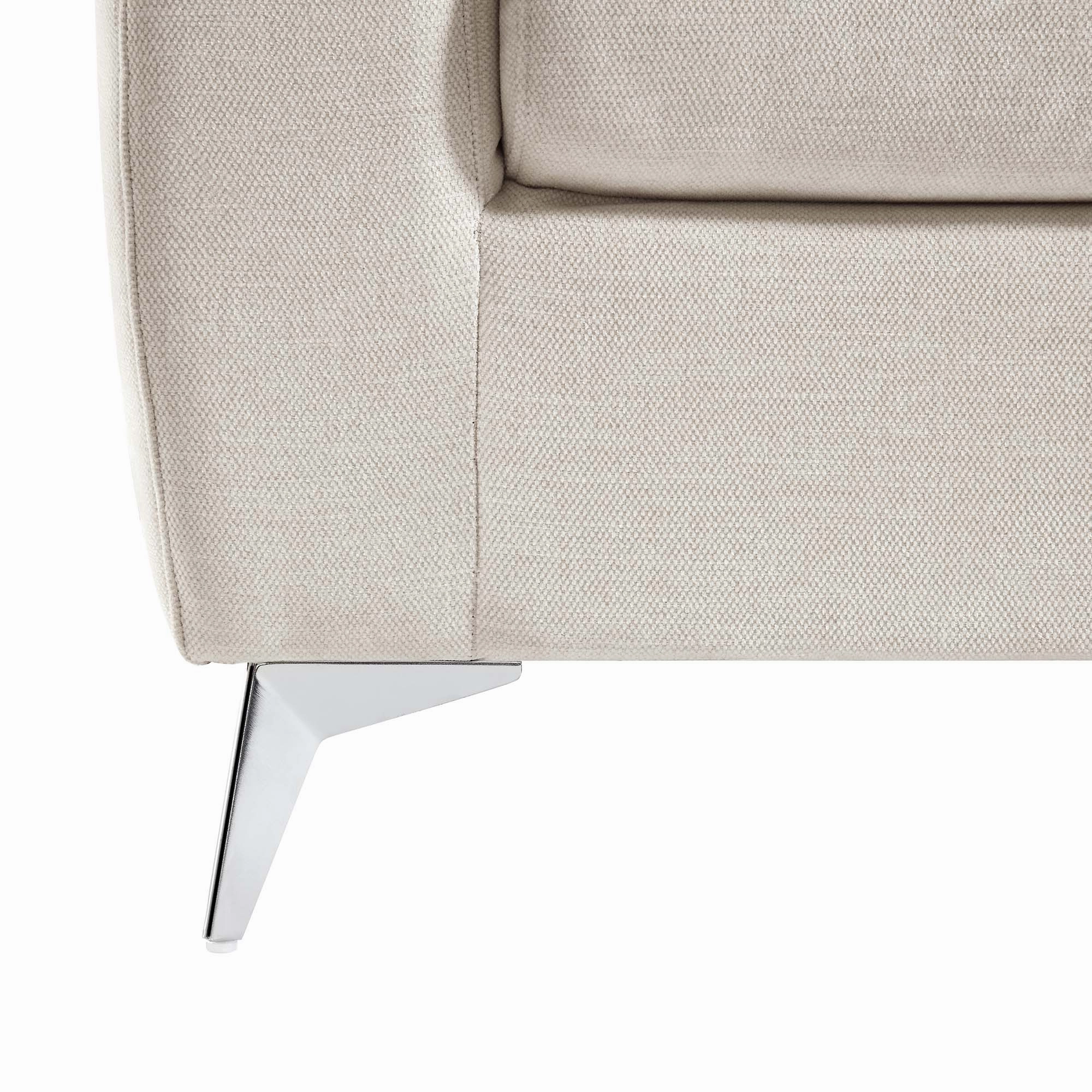 Noak 3-Seater Beige Woven Fabric Sofa with Chrome Legs