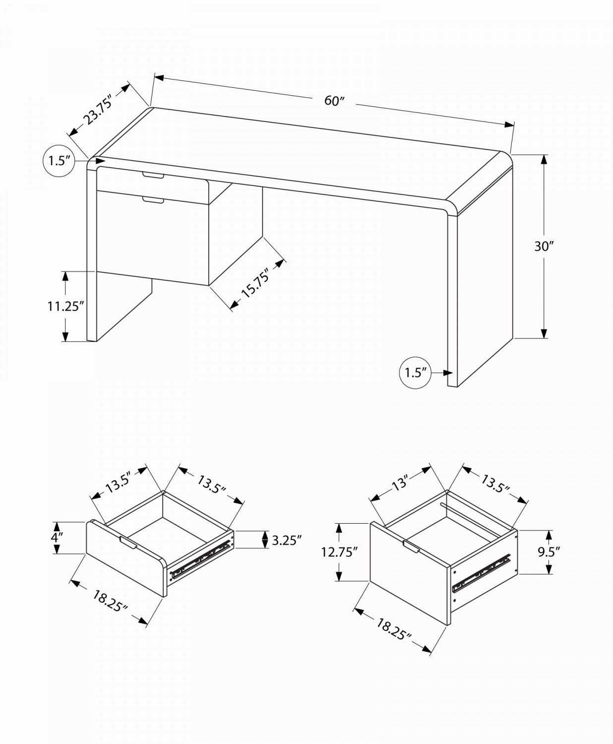 Noen Desk - White