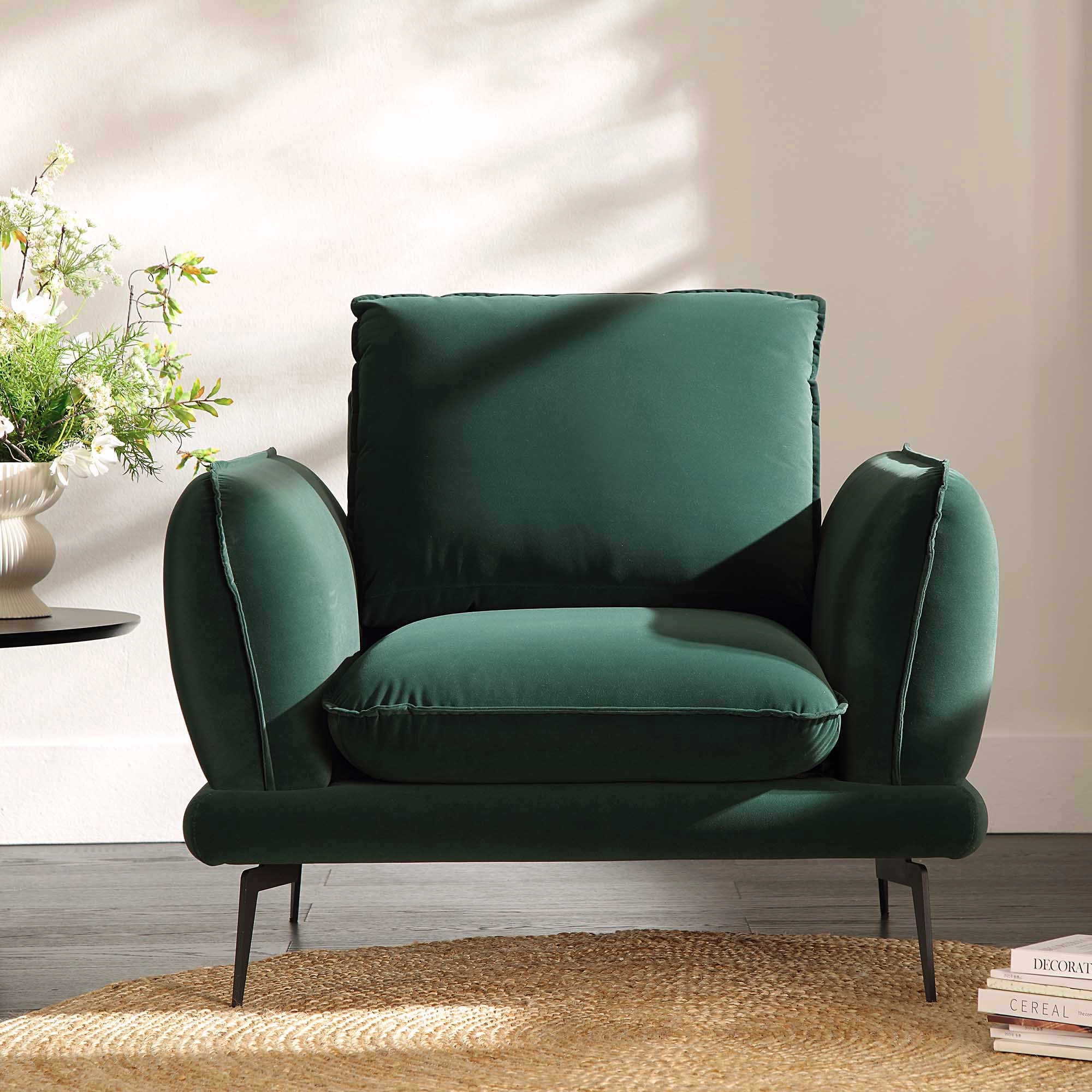 Obriel Forest Green Velvet Armchair