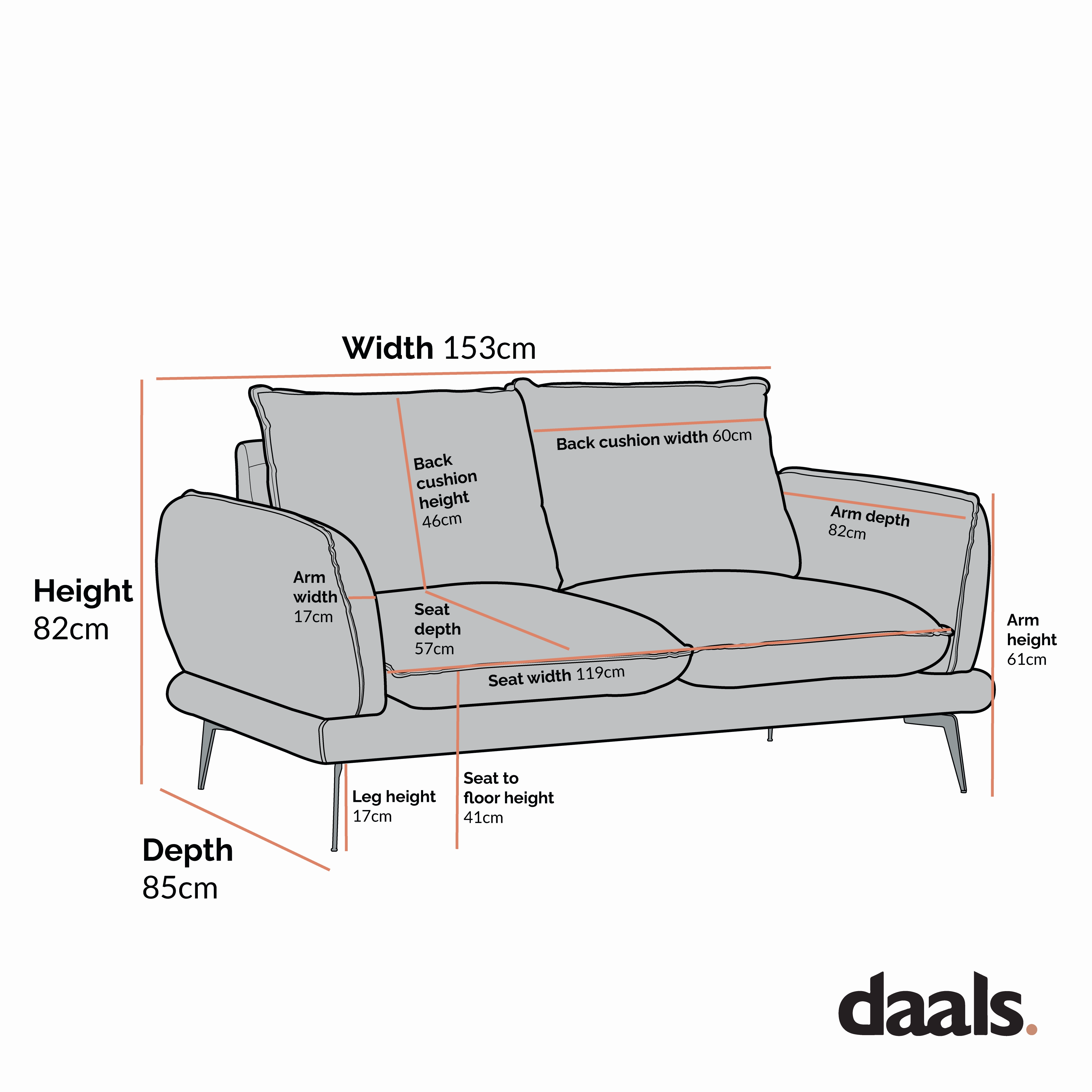 Obriel Grey Marl Fabric Sofa, 2-Seater