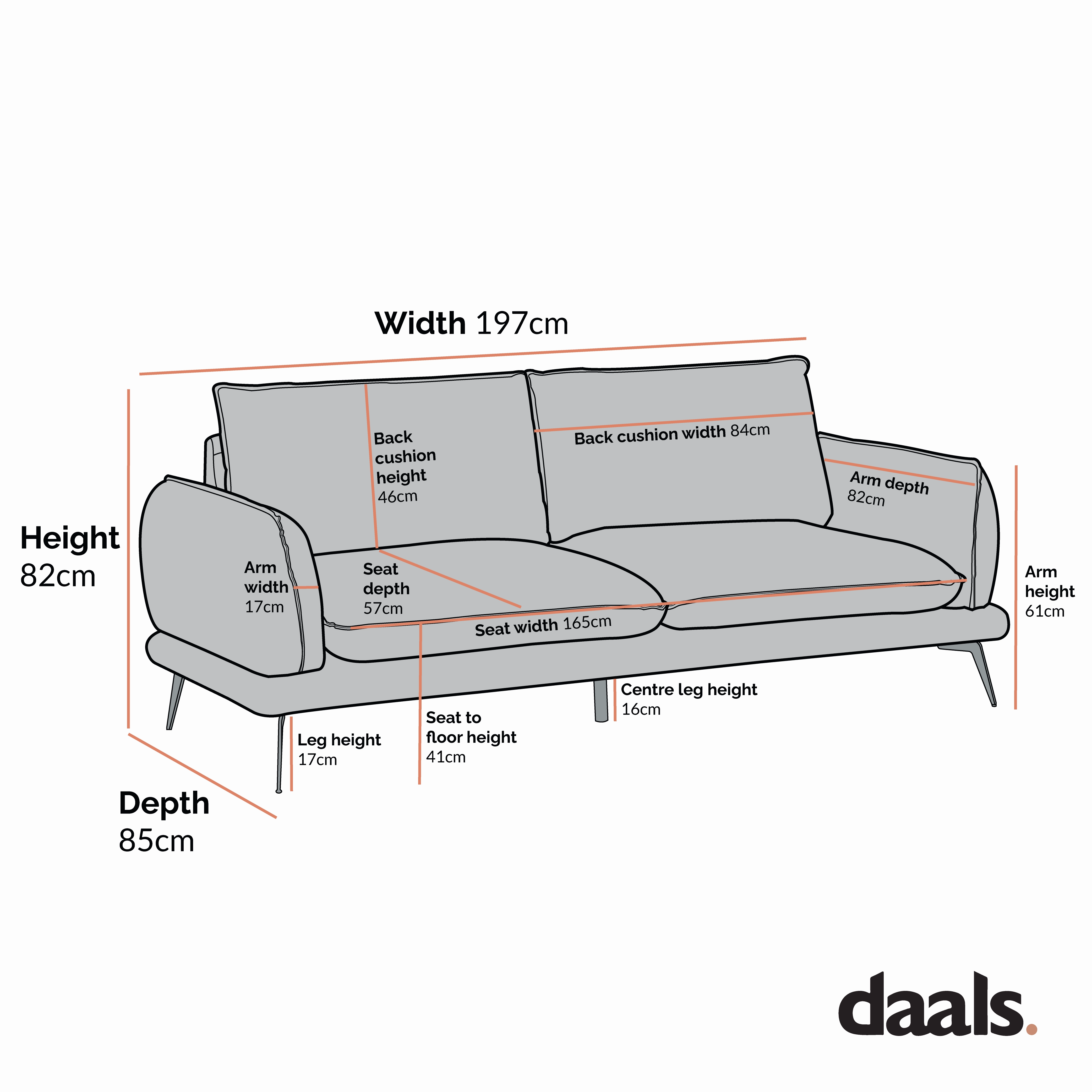 Obriel Grey Marl Fabric Sofa, 3-Seater