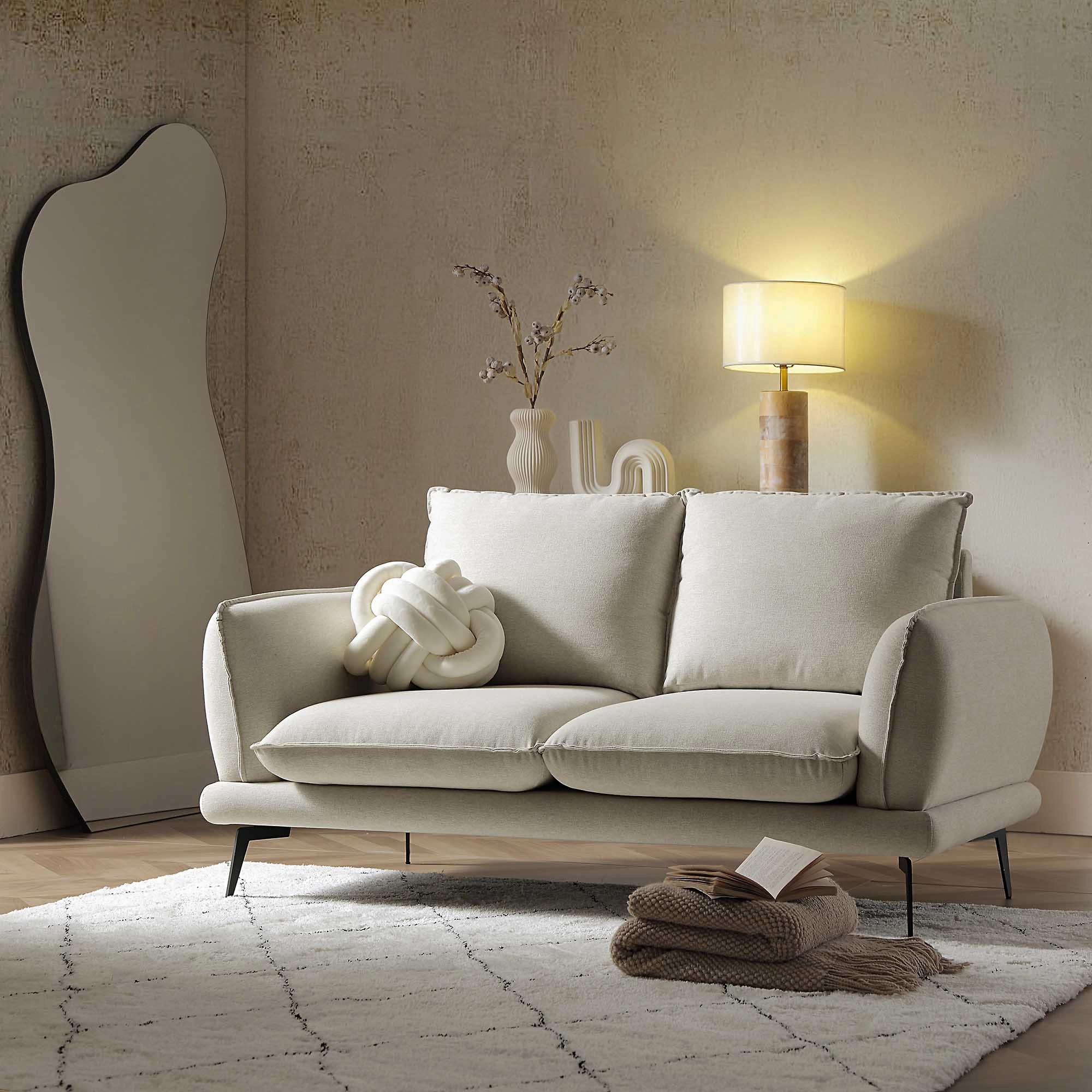 Obriel Oatmeal Fabric Sofa, 2-Seater