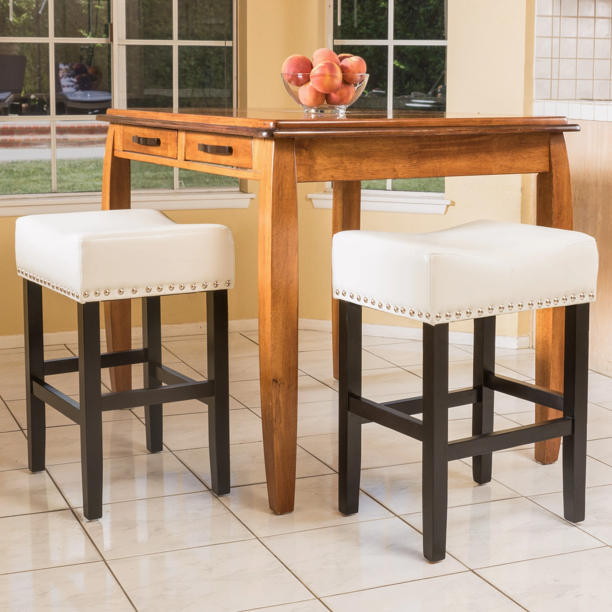 Off-White Leather Backless 26-Inch Counter Stool (Set of 2) - NH799592 kitchen accessories, table linens