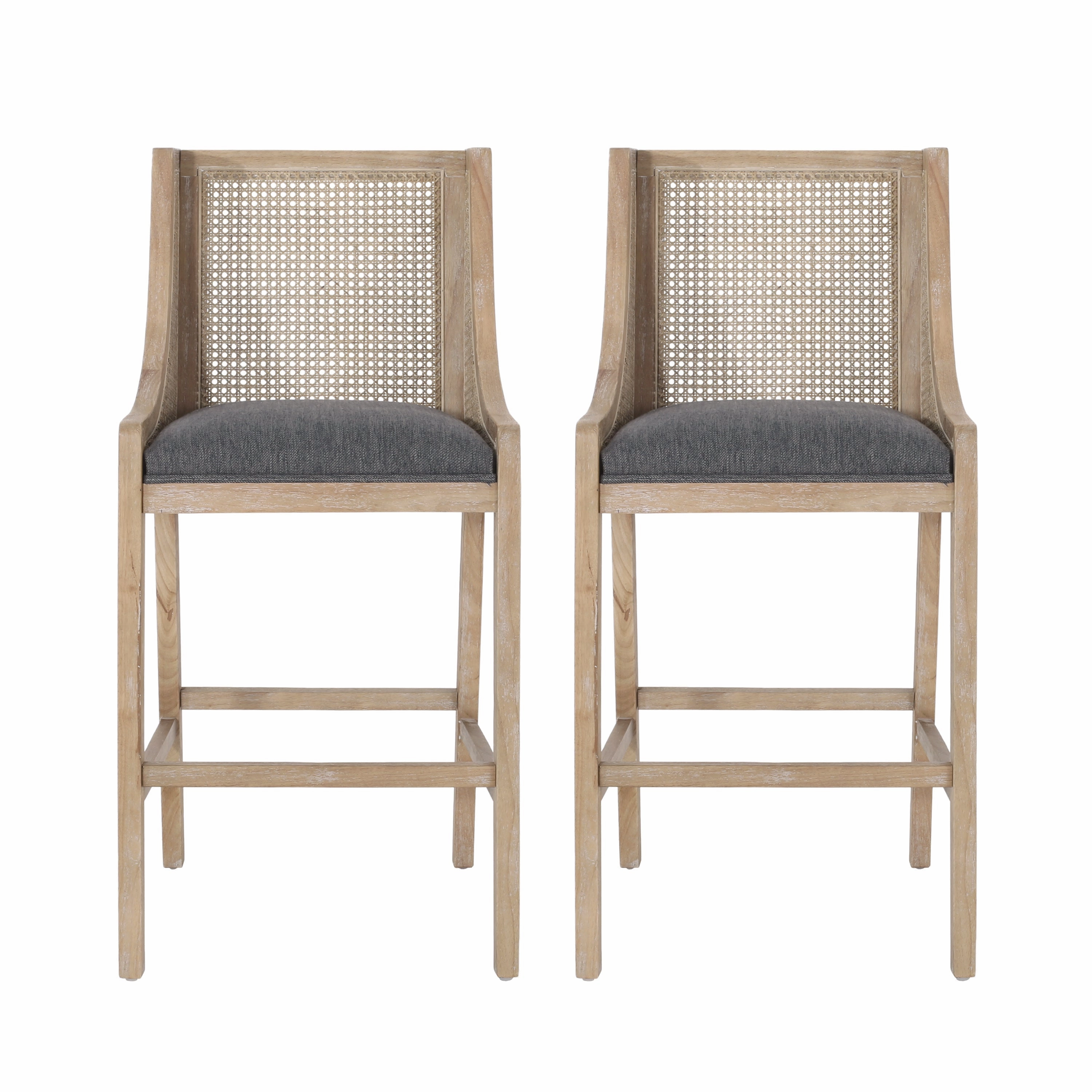 Oneida Rustic Fabric Upholstered Wood and Cane 30 inch Barstools, Set of 2 kitchen accessories, table linens