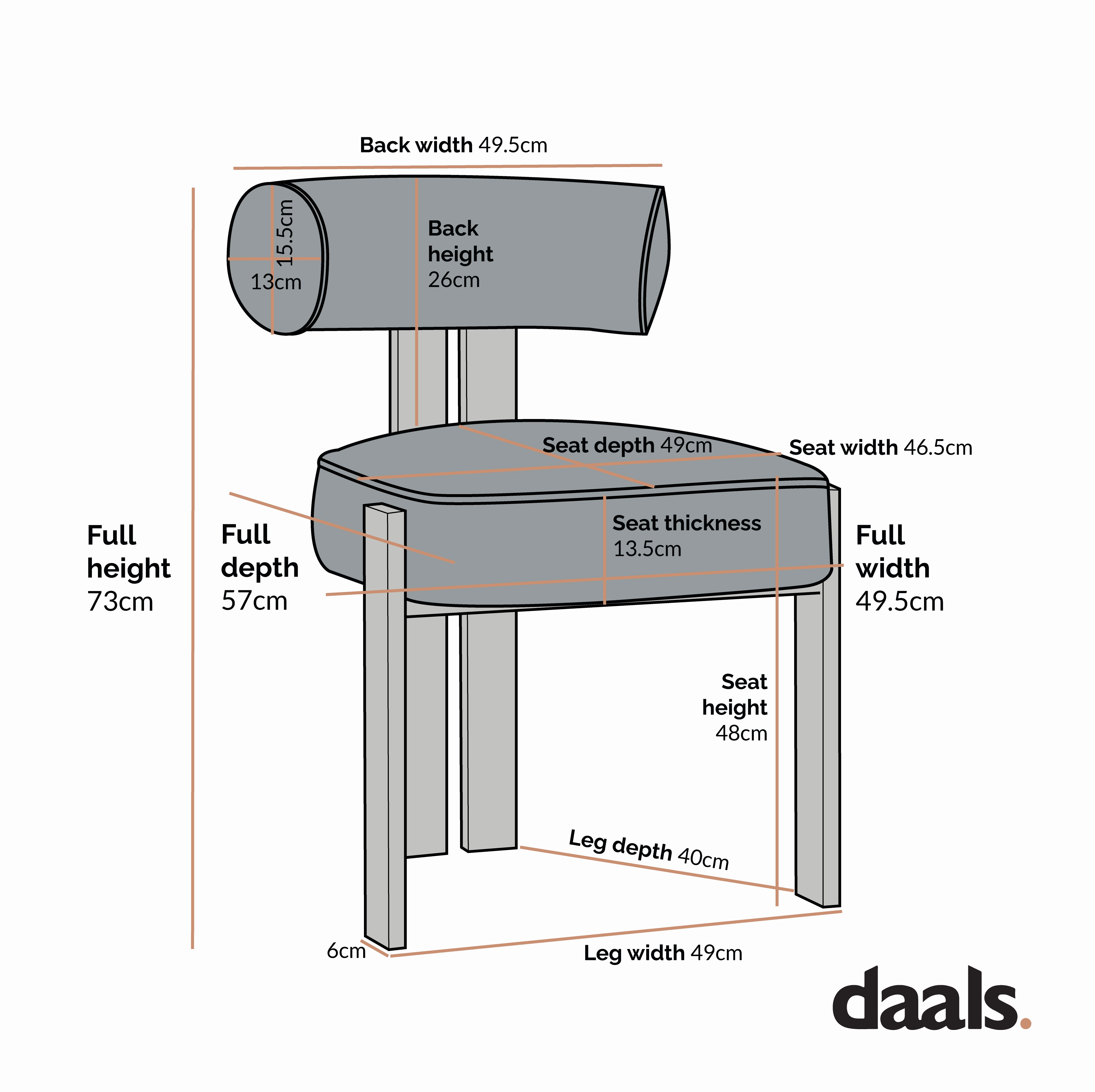 Ophelia Terracotta Fabric Dining Chair
